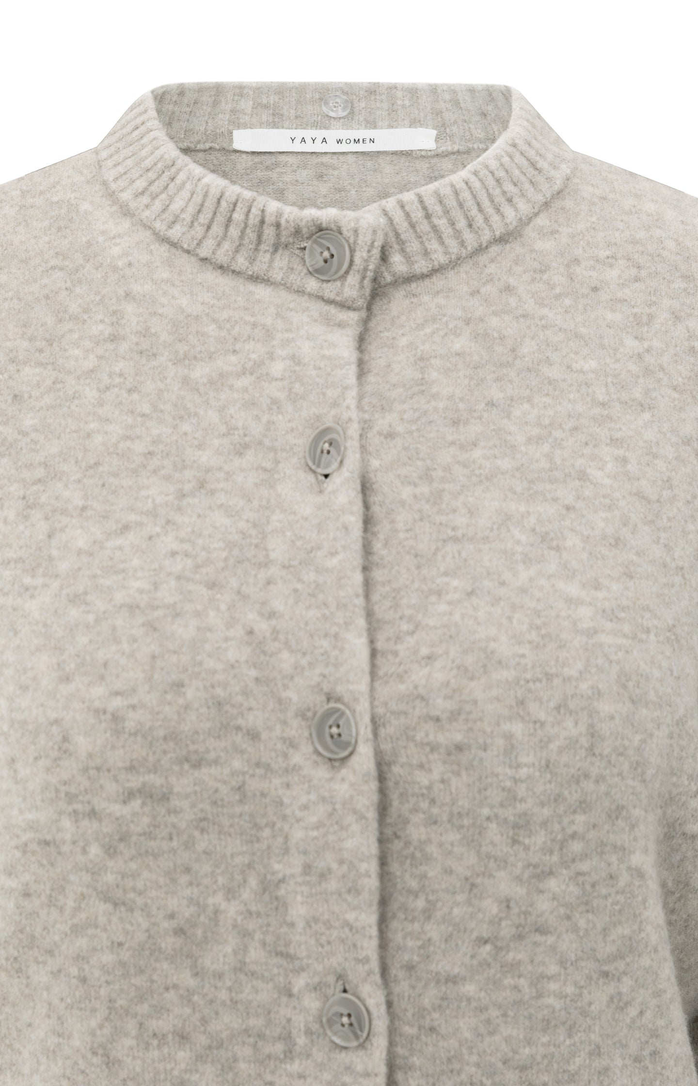 Cardigan with detachable collar and button closure
