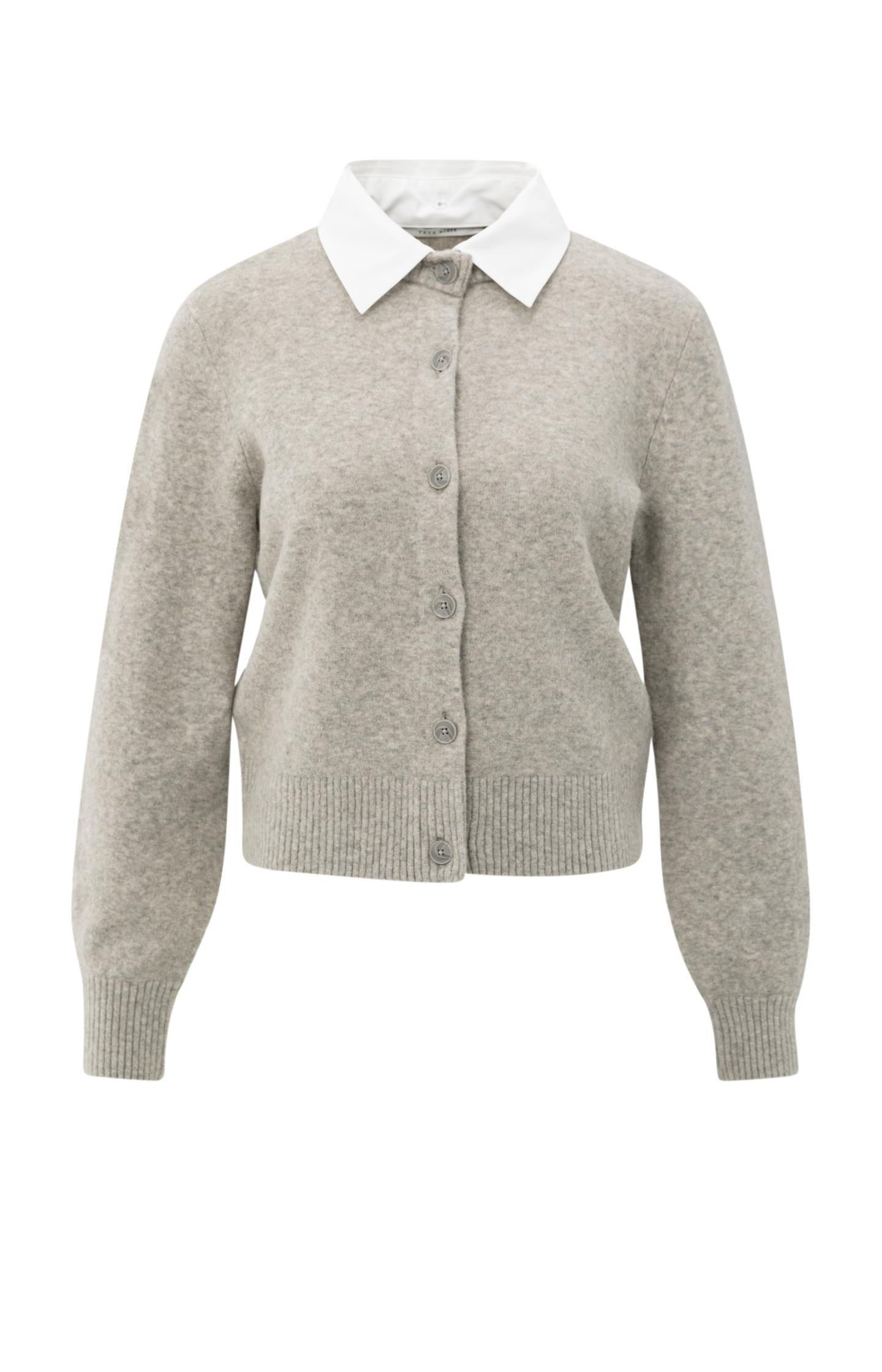 Cardigan with detachable collar and button closure - Type: product