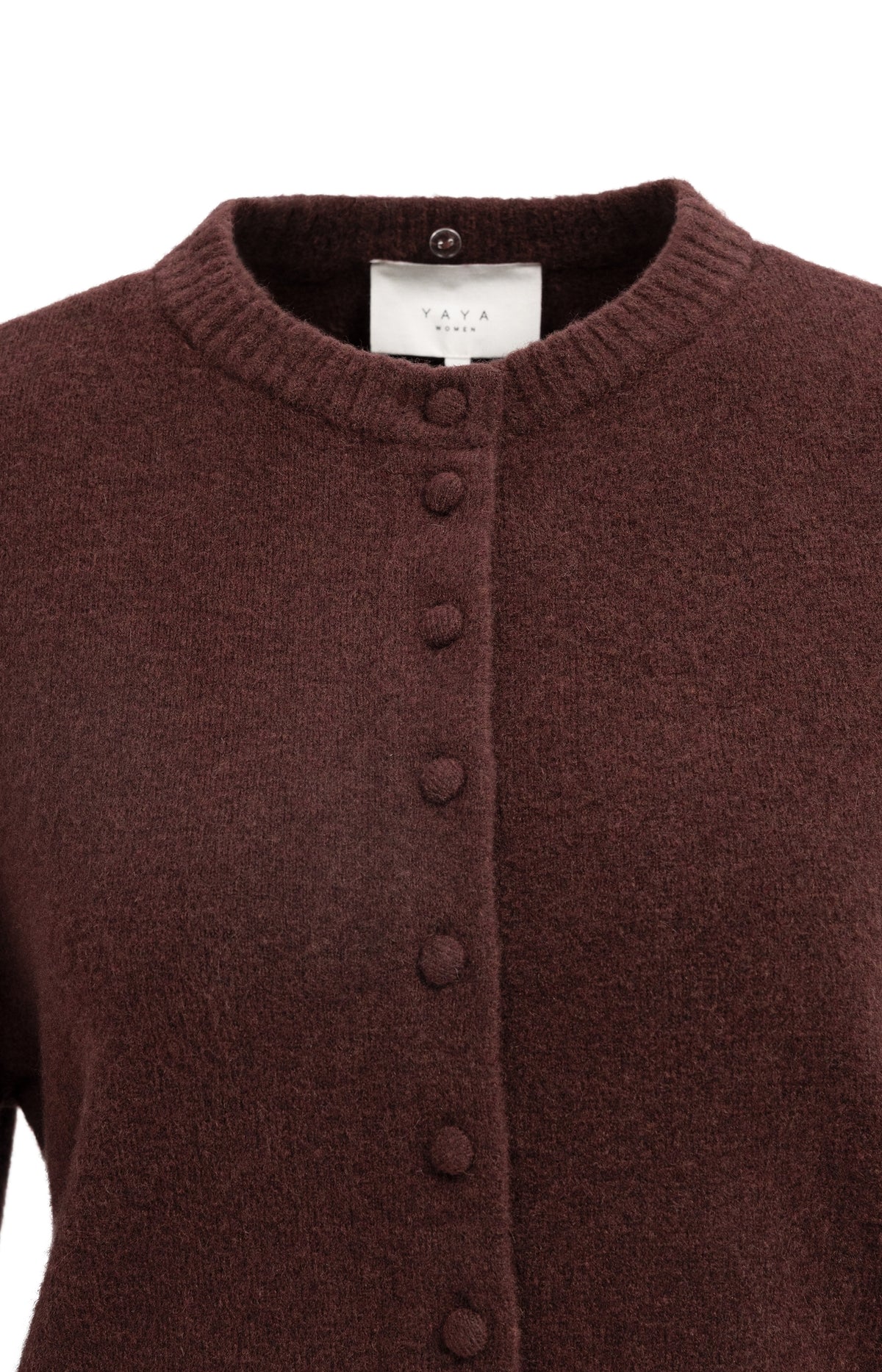 Cardigan with detachable collar - Bitter Chocolate Red Melange