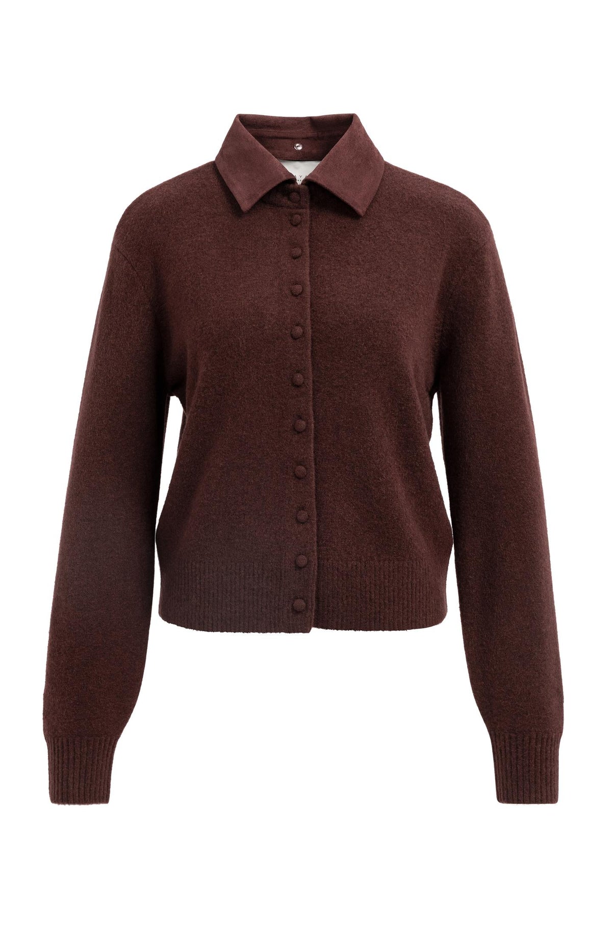 Cardigan with detachable collar - Bitter Chocolate Red Melange