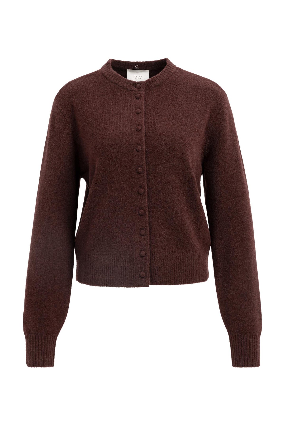 Cardigan with detachable collar - Bitter Chocolate Red Melange