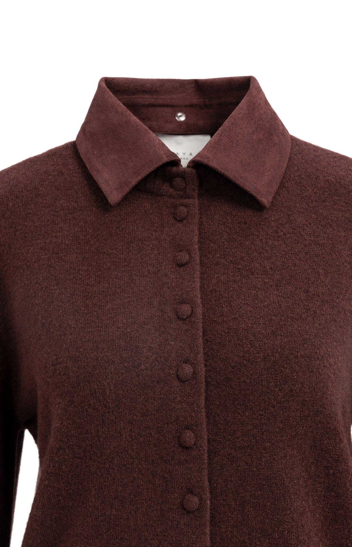 Cardigan with detachable collar - Bitter Chocolate Red Melange