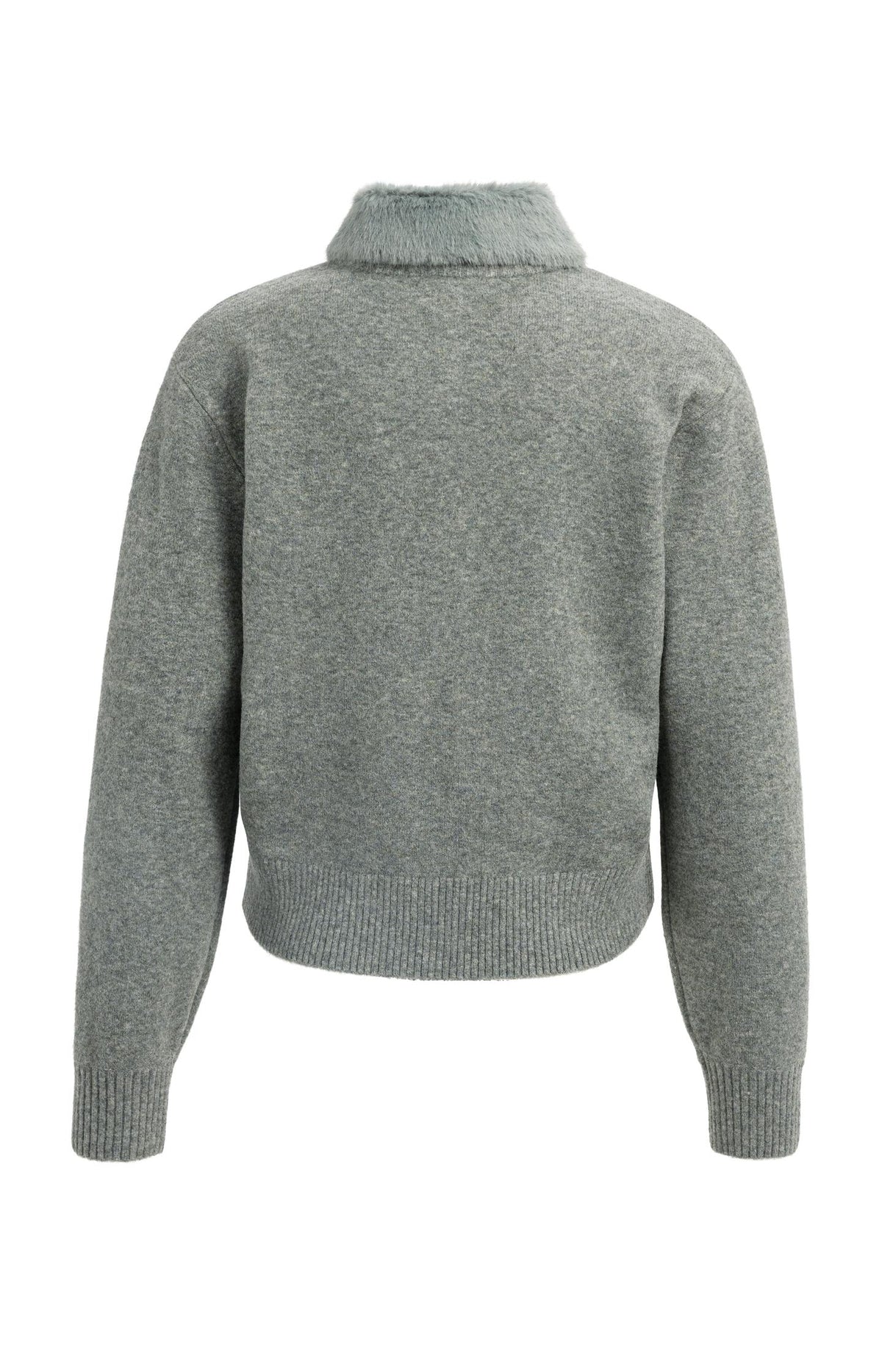 Cardigan with detachable collar - Soap Grey Melange