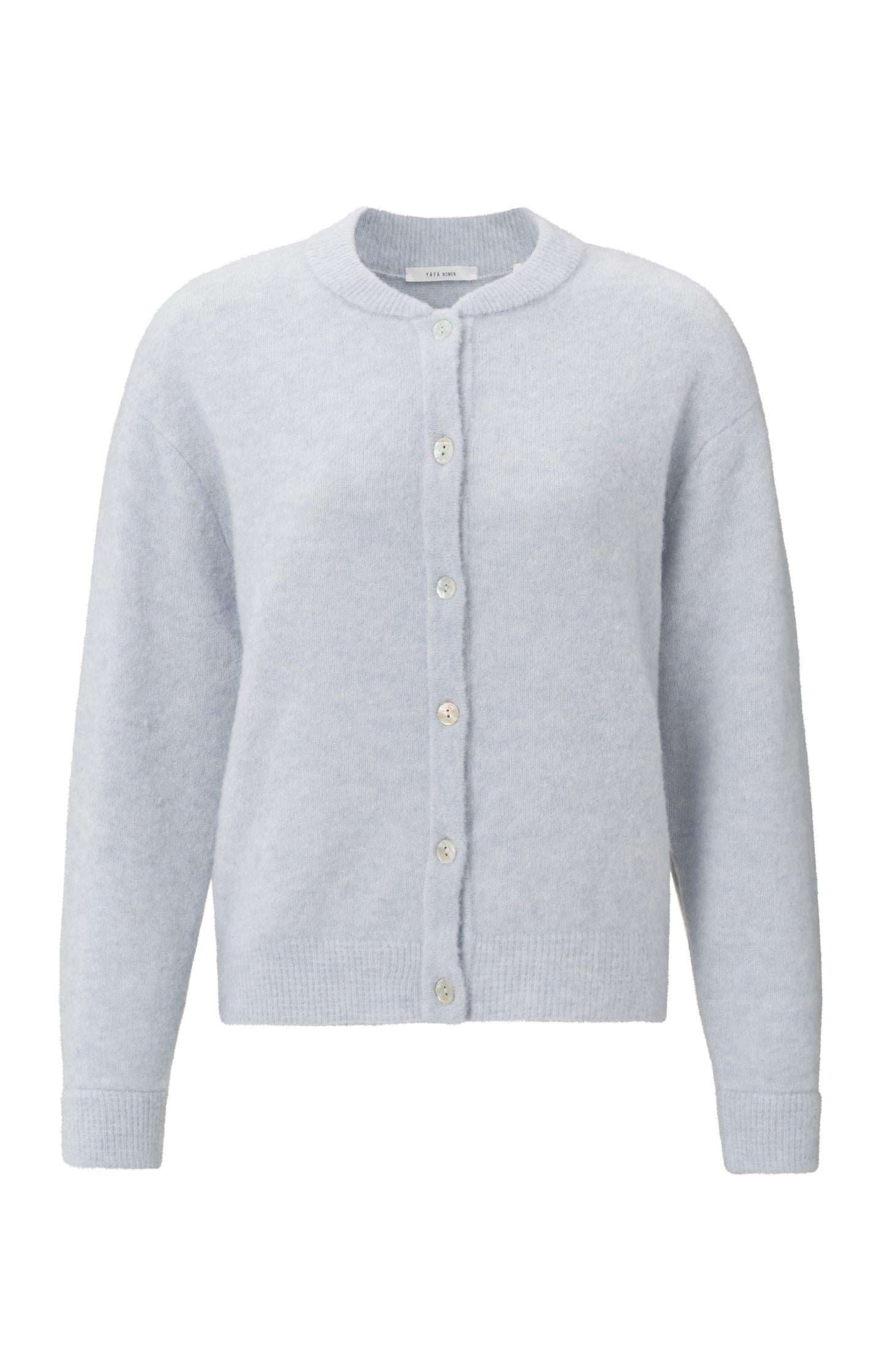 Cardigan with long sleeves, buttons and ribbed trims - Type: product