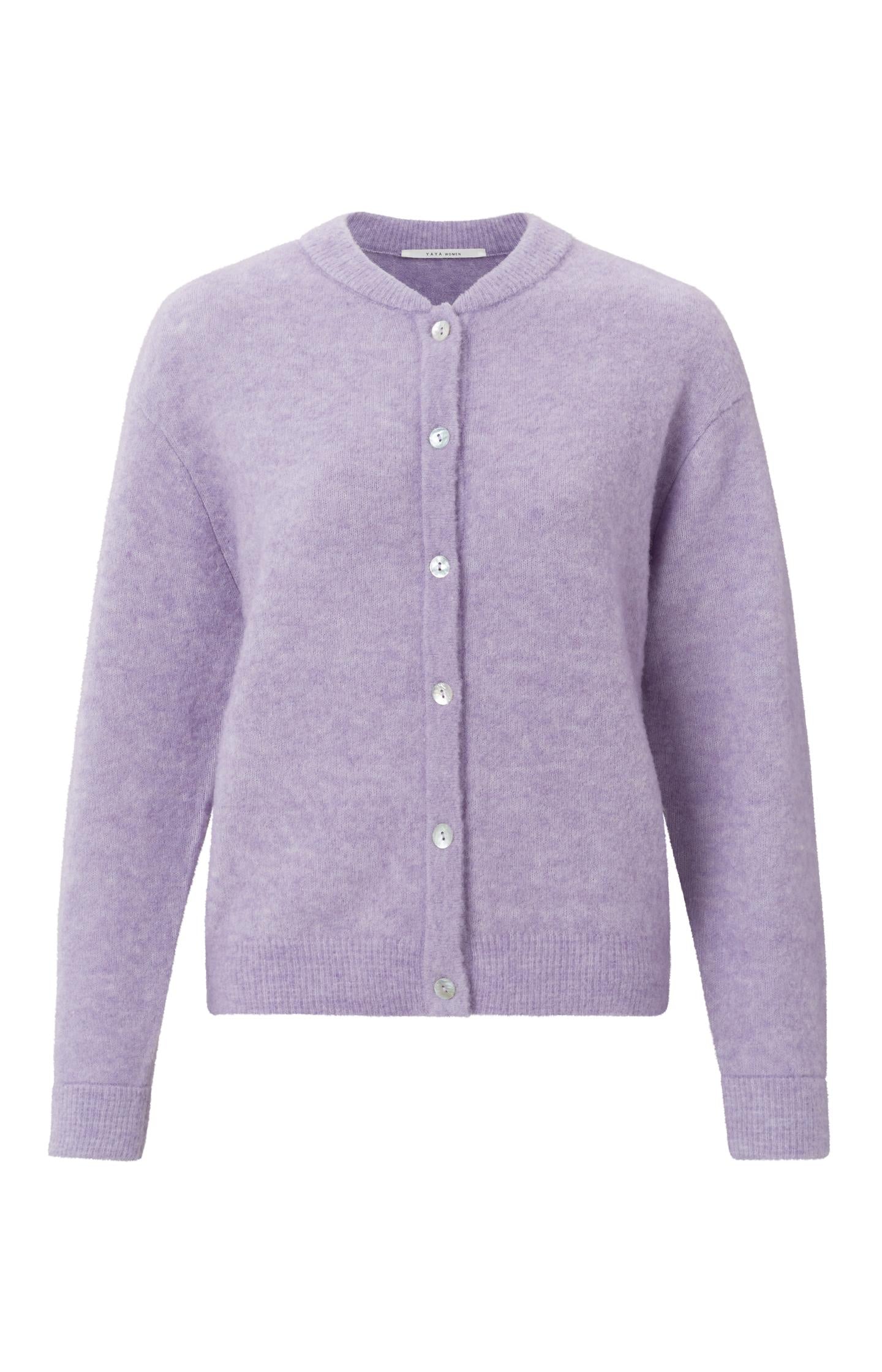 Cardigan with long sleeves, buttons and ribbed trims - Type: product