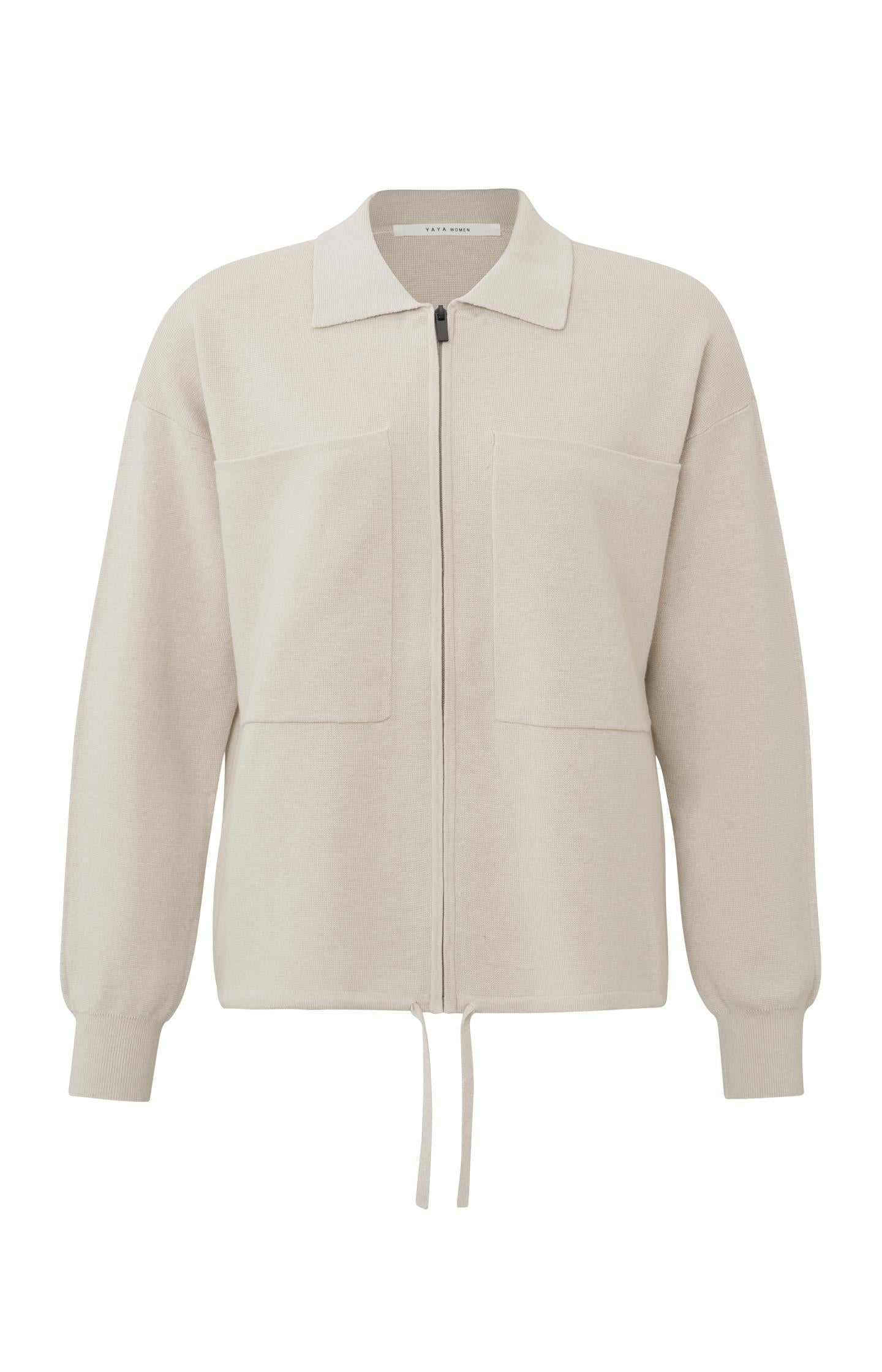 Cardigan with long sleeves, zipper, drawstring and pockets - Type: product