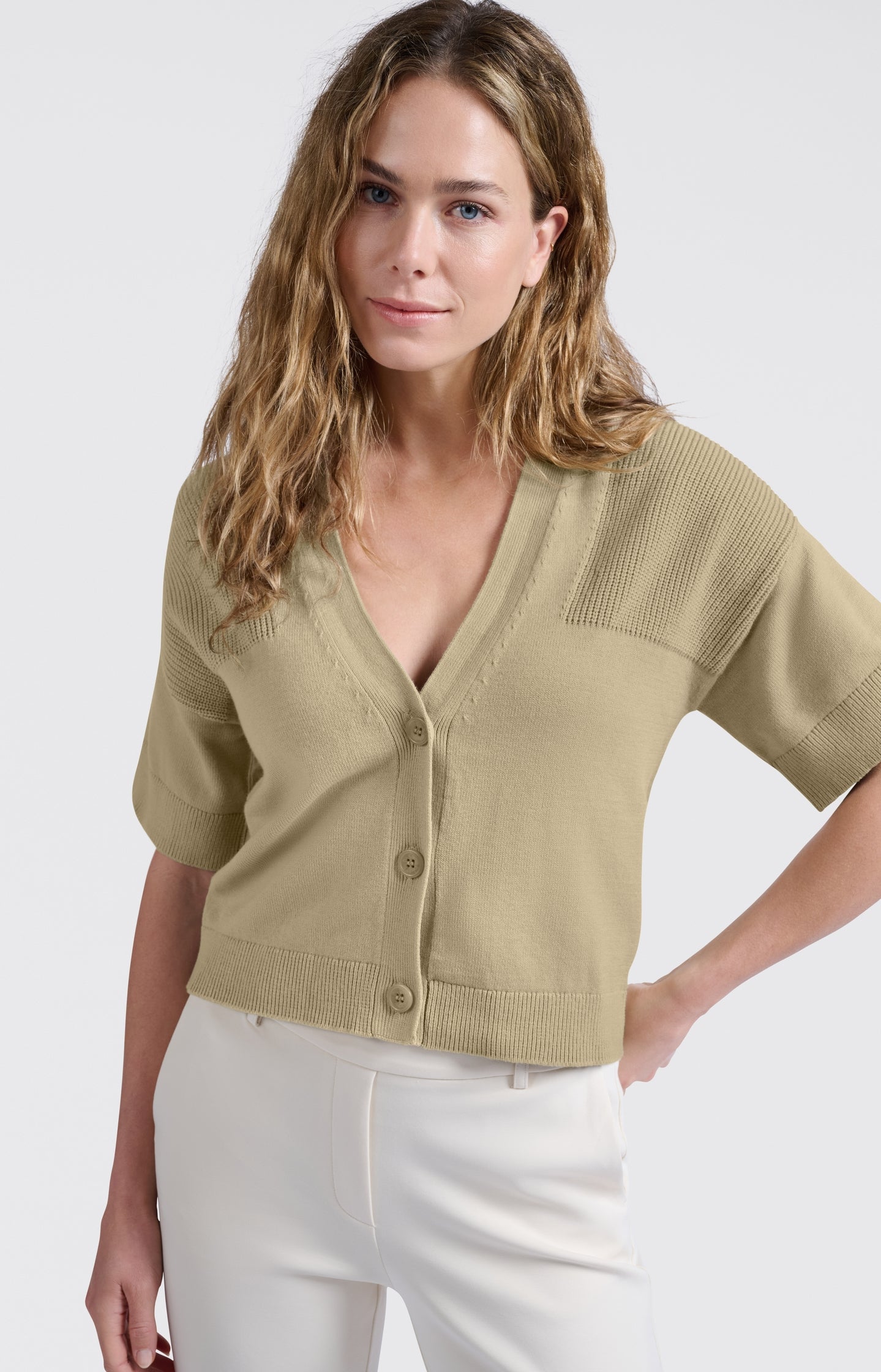 Cardigan with ribbed details