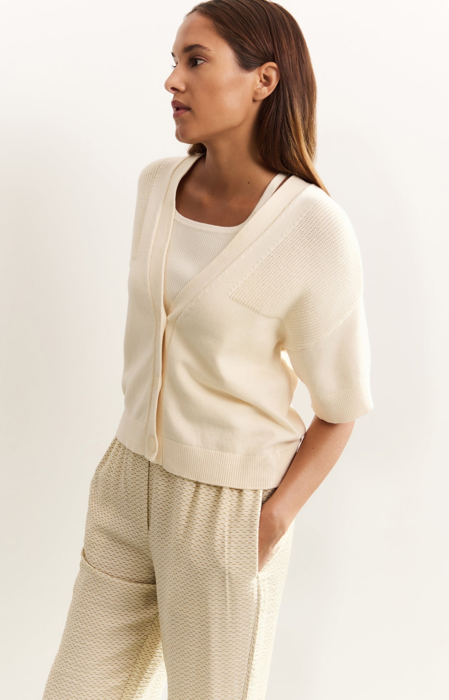 Hand Sewn Satin Ribbon Detail On Sleeve Cardigan main image 1