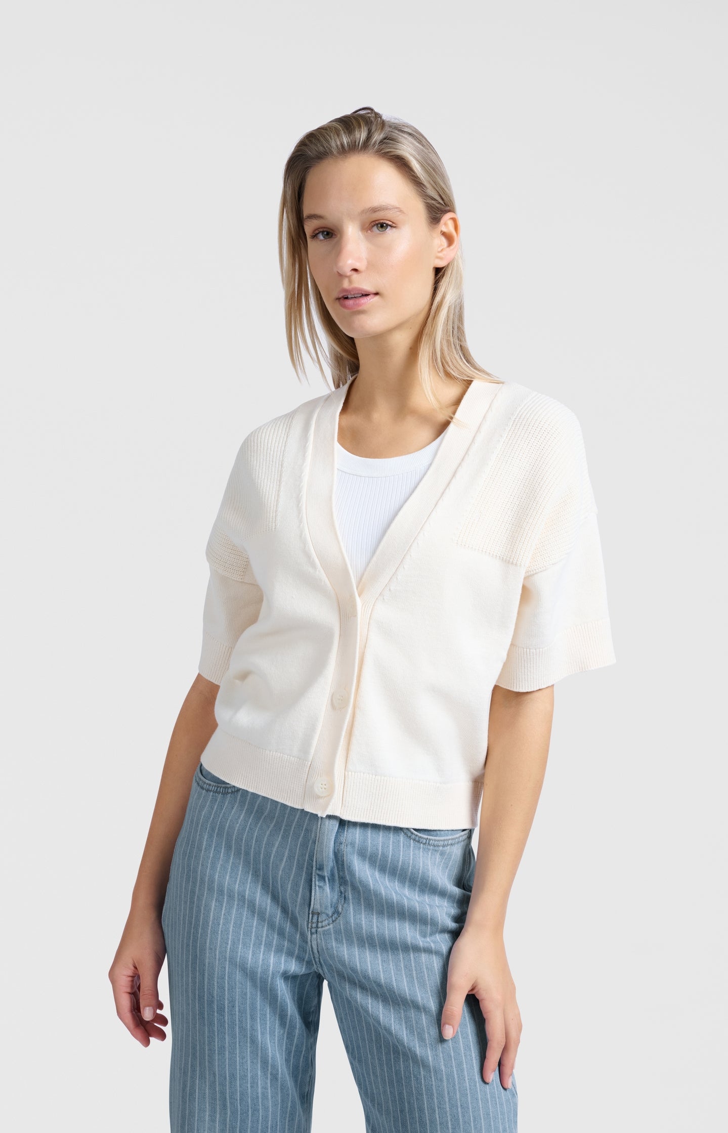 Cardigan with ribbed details