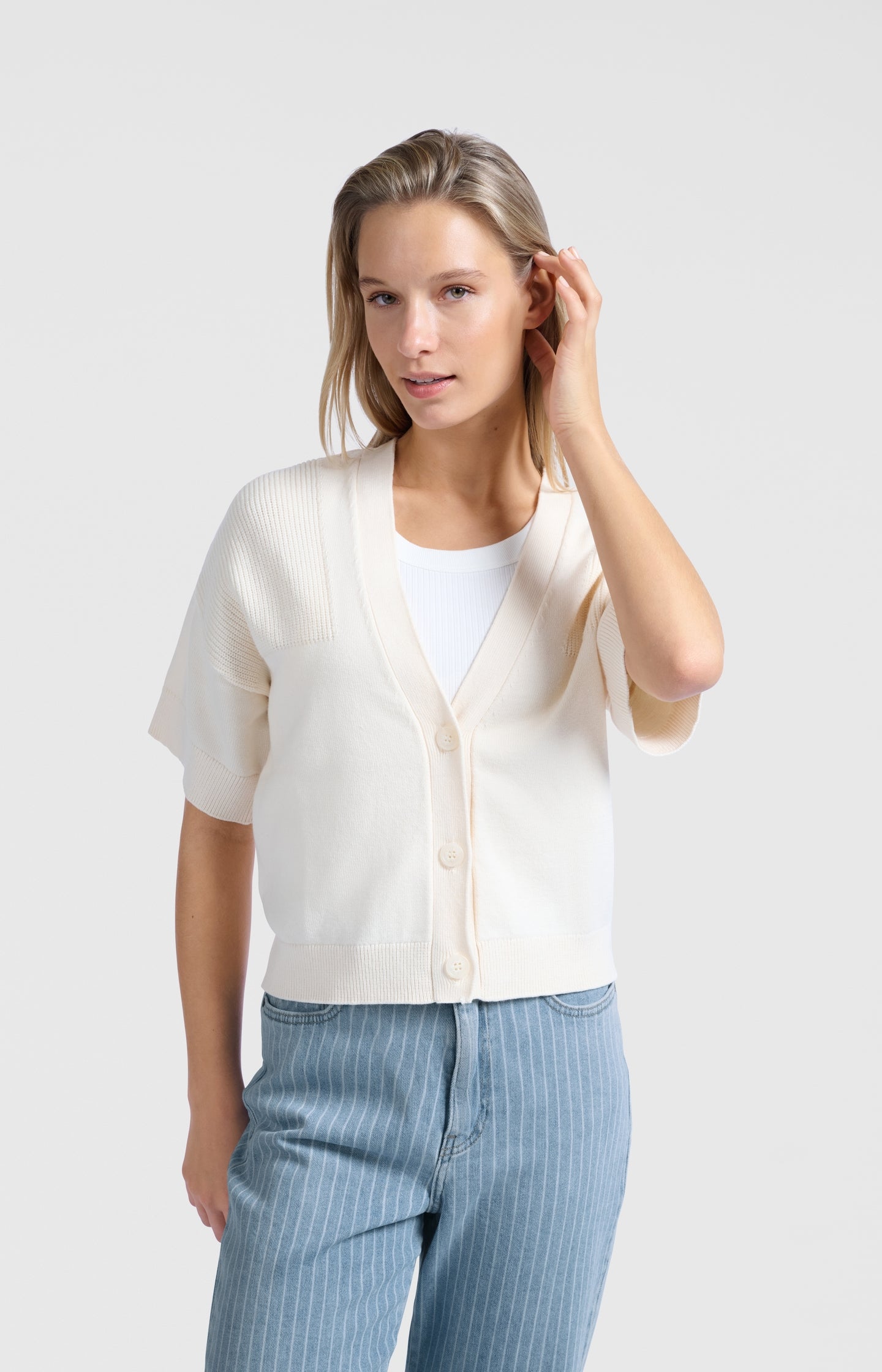 Cardigan with ribbed details