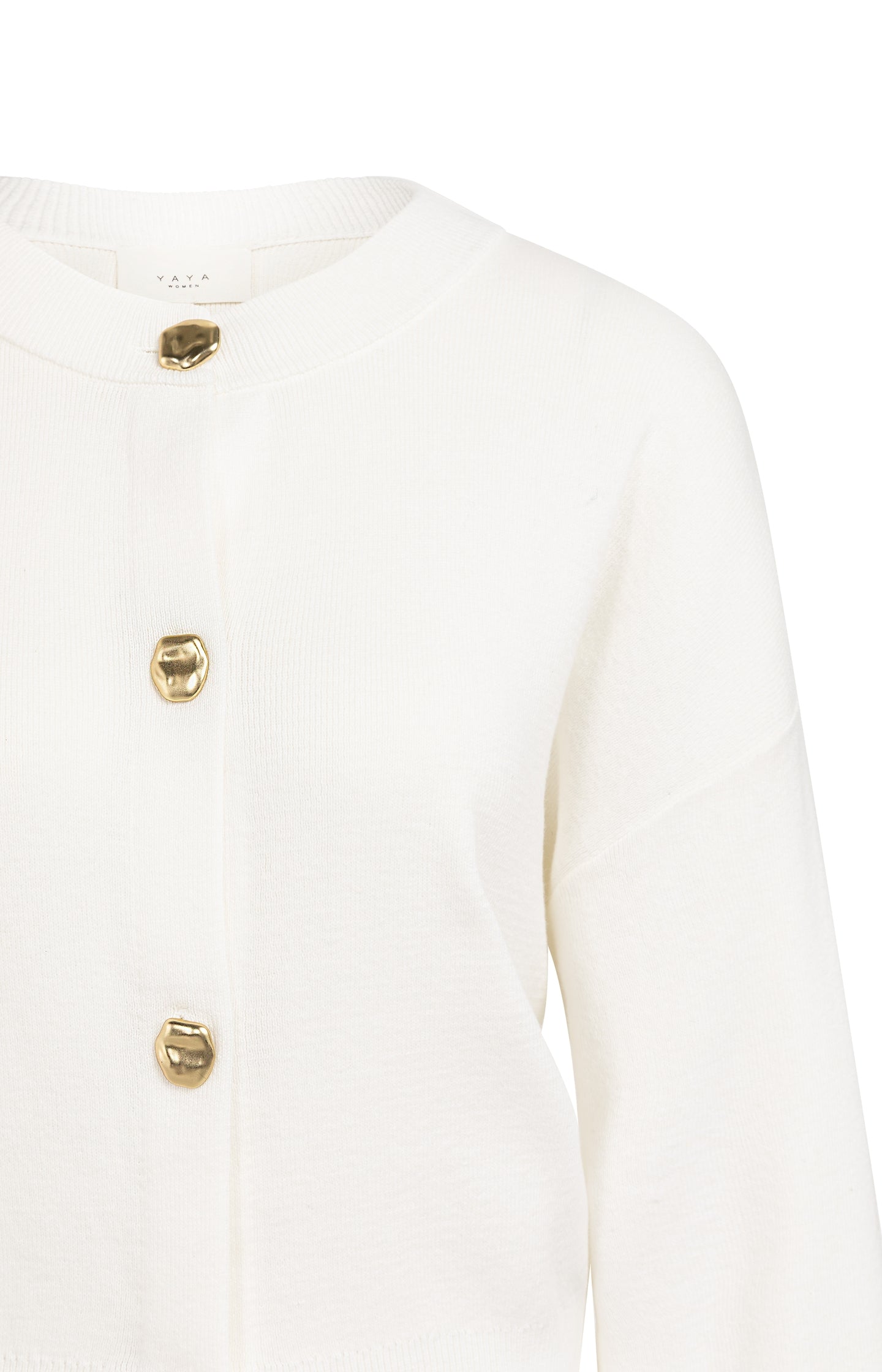 Cardigan with round neck and gold-tone buttons
