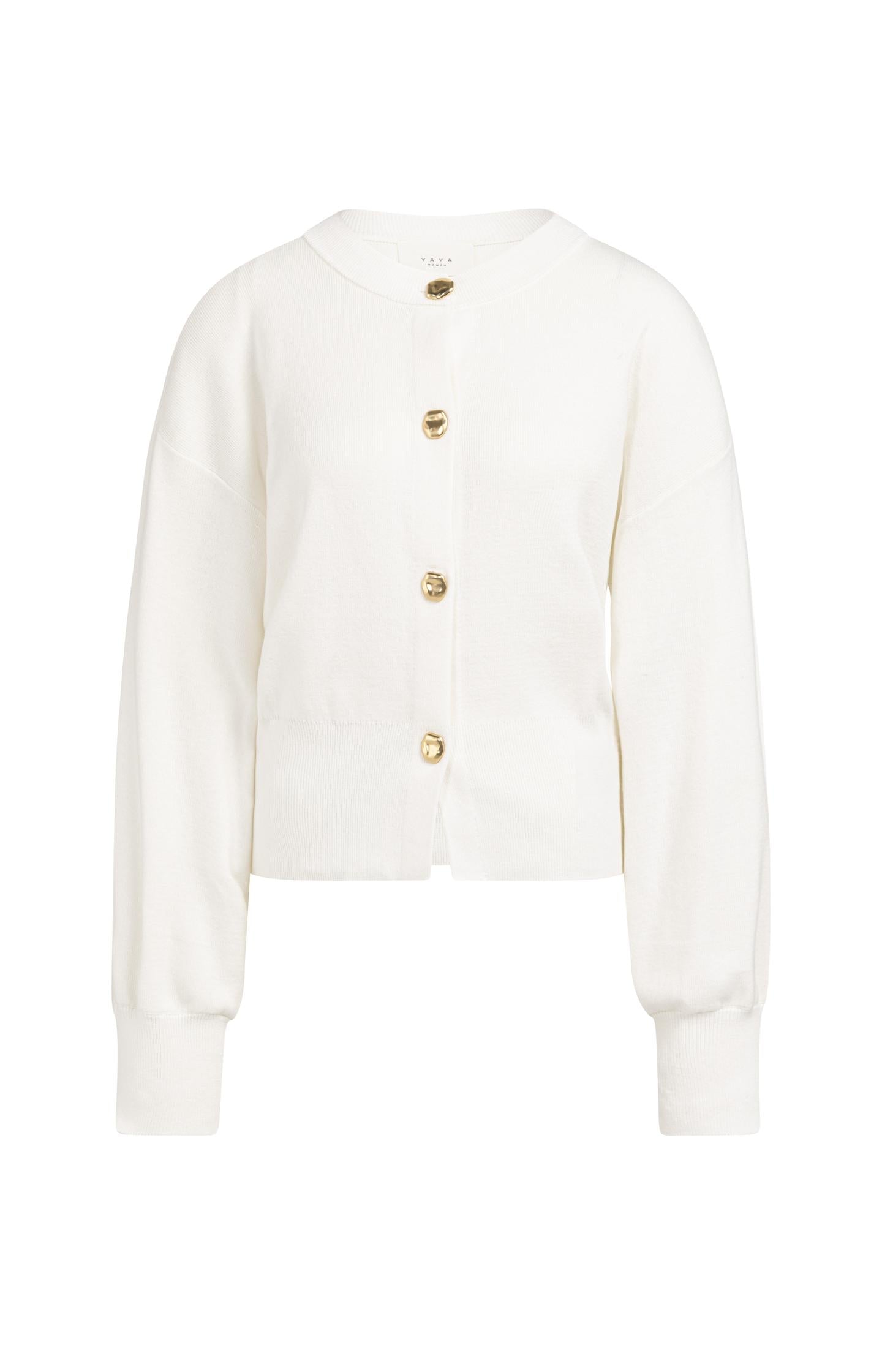 Cardigan with round neck and gold-tone buttons - Type: product