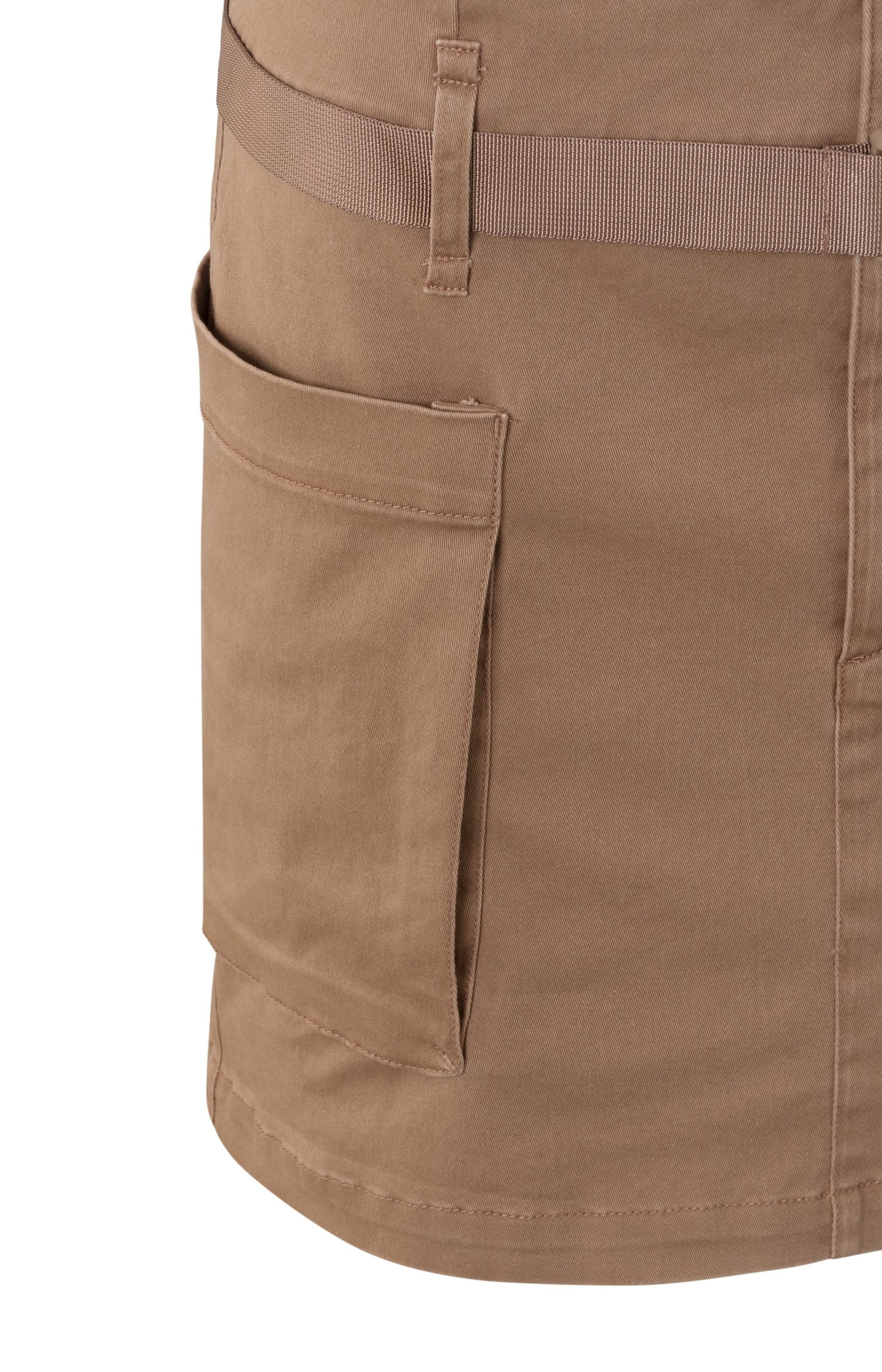 Cargo mini skirt with cargo belt, pockets and zip fly
