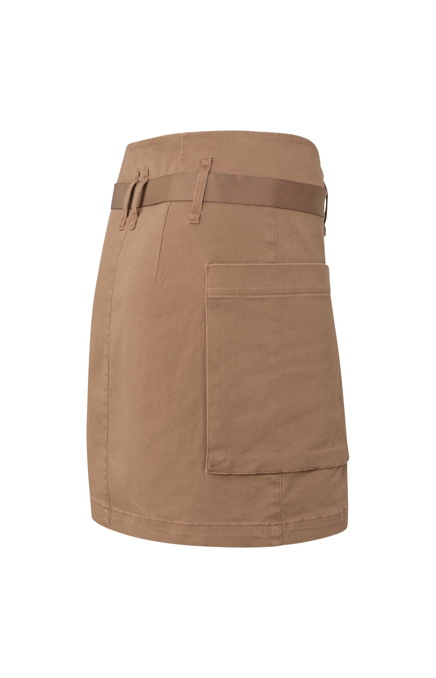Cargo mini skirt with cargo belt, pockets and zip fly