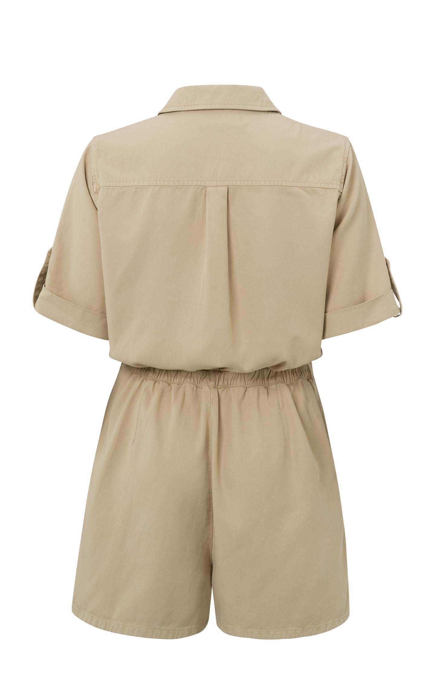 Cargo playsuit with short sleeves, buttons and pockets