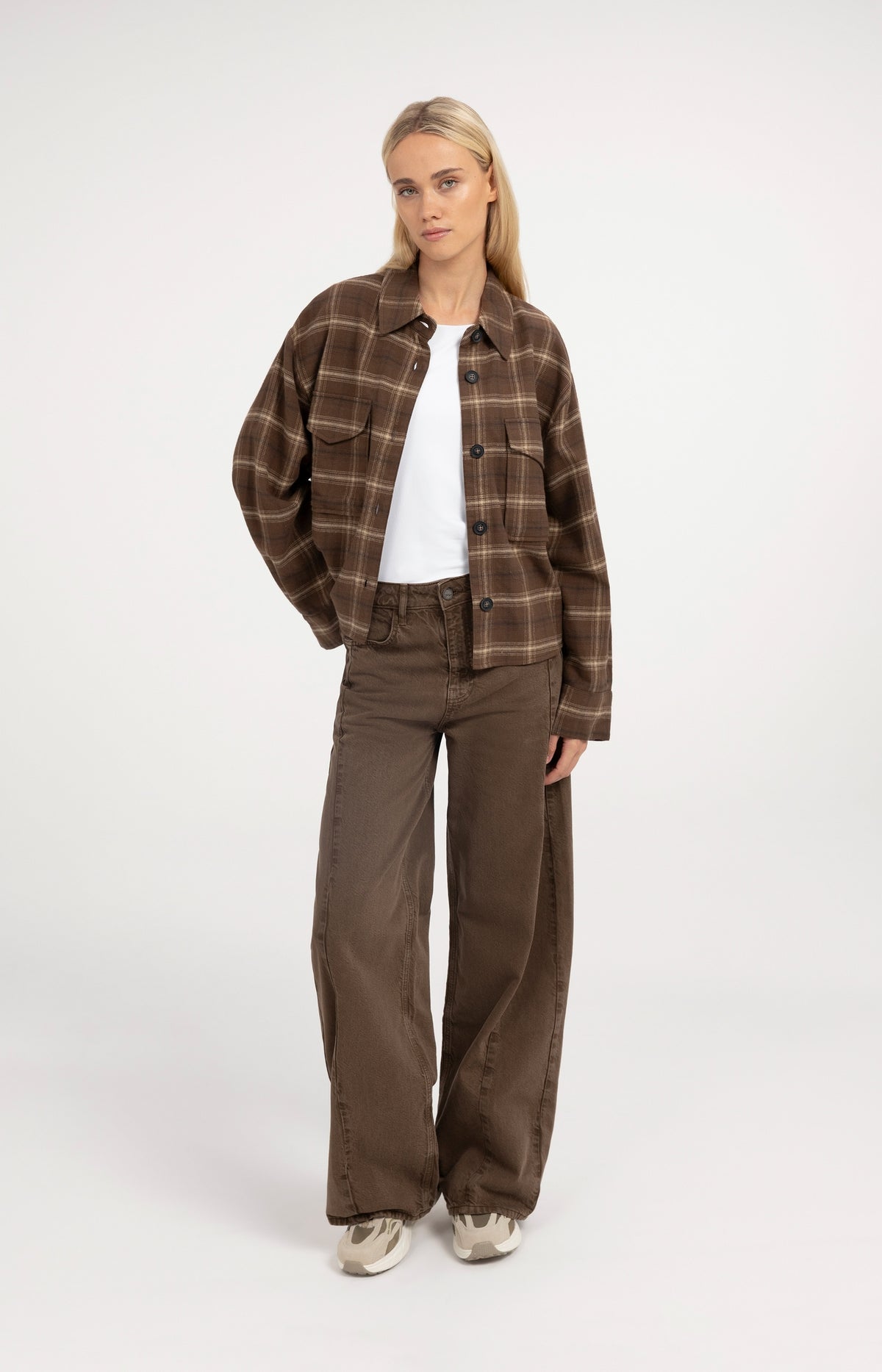 Checked flannel blouse - Cocoa Brown Dessin