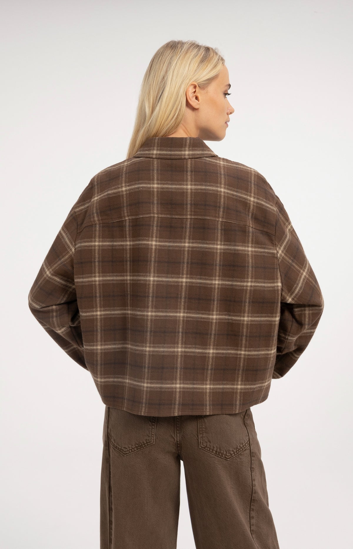 Checked flannel blouse - Cocoa Brown Dessin