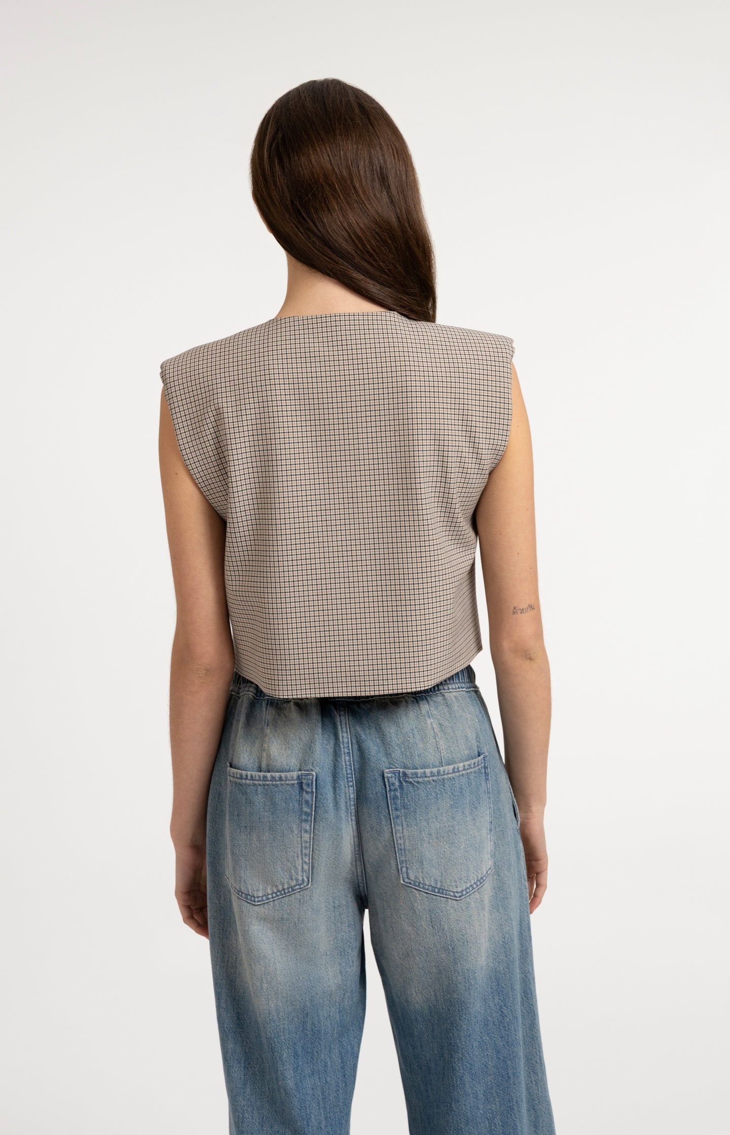 Checked gilet with shoulder pads - Type: lookbook