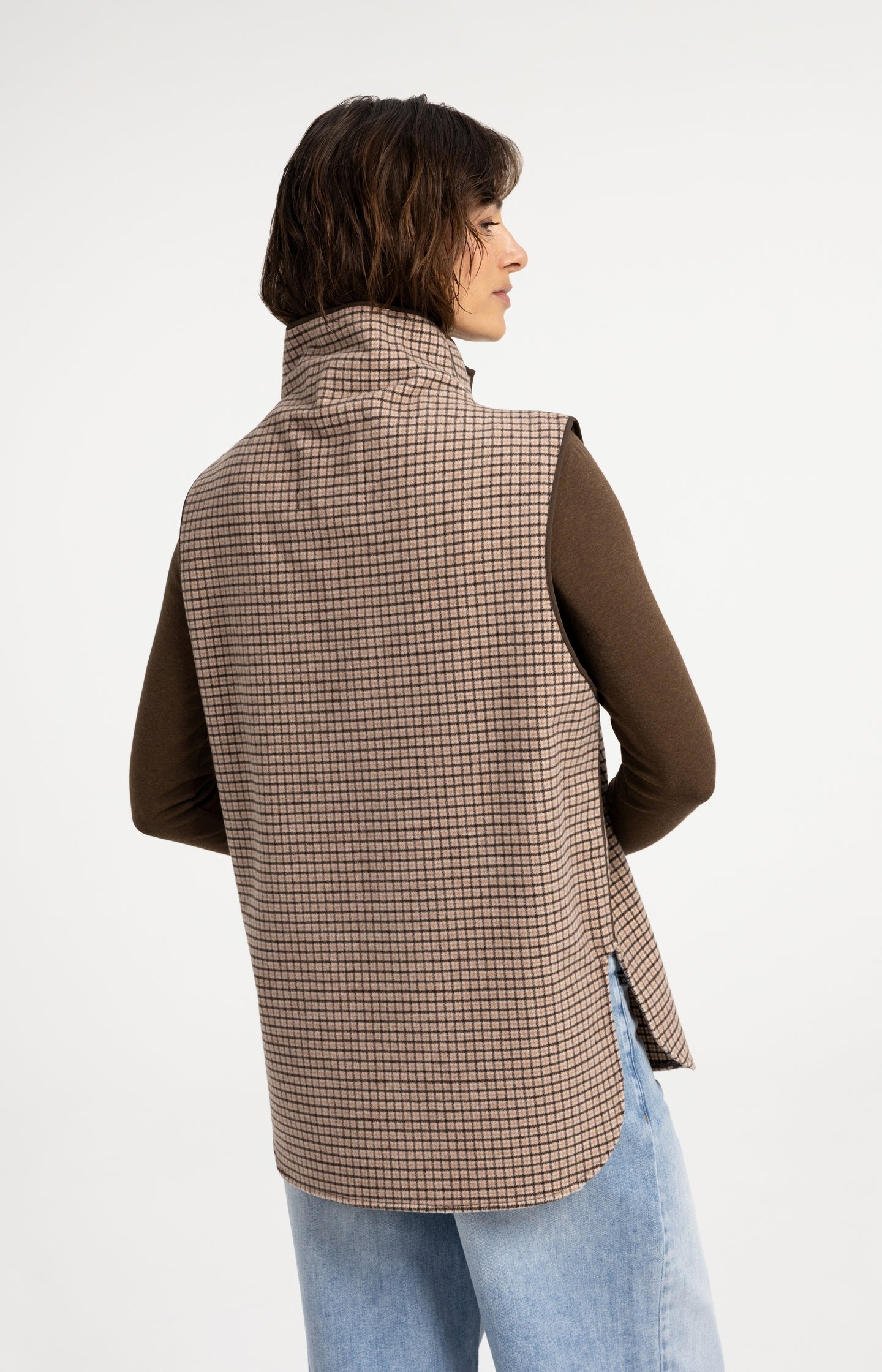 Checked wool blend spencer