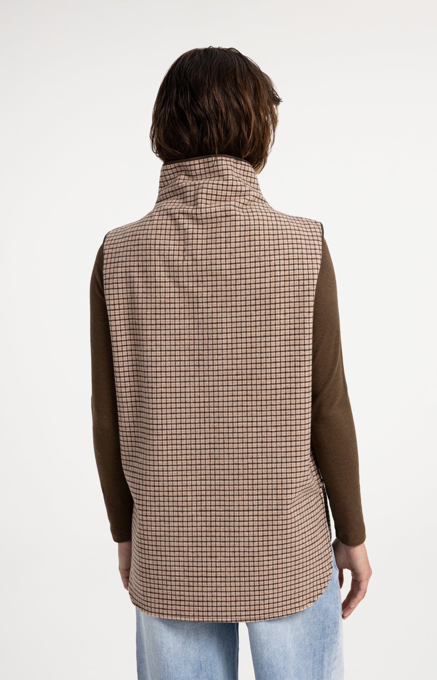 Checked wool blend spencer