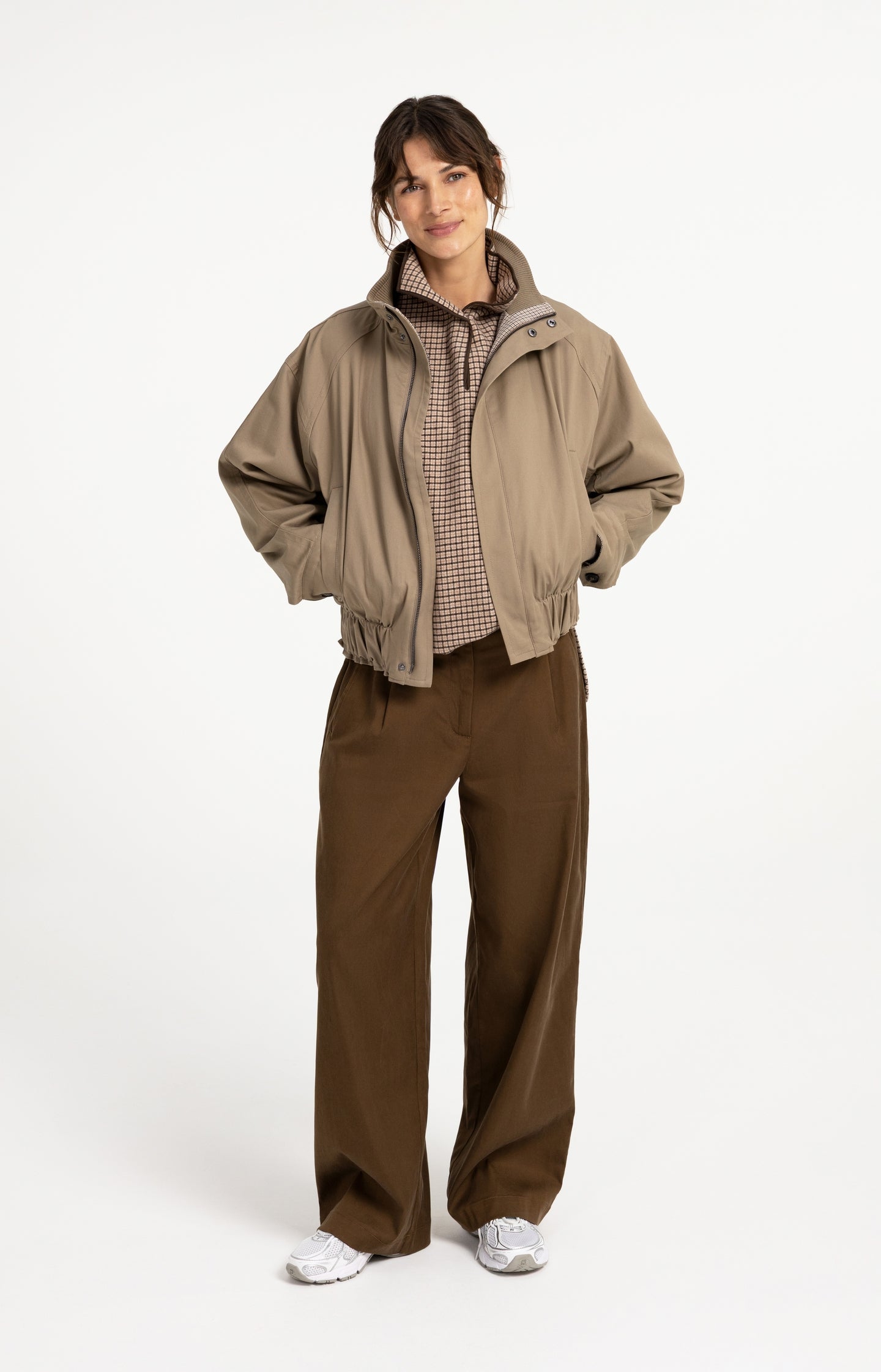 Checked wool blend spencer