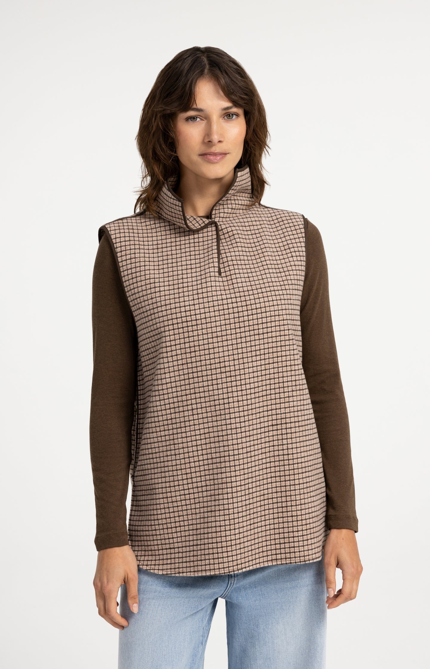 Checked wool blend spencer