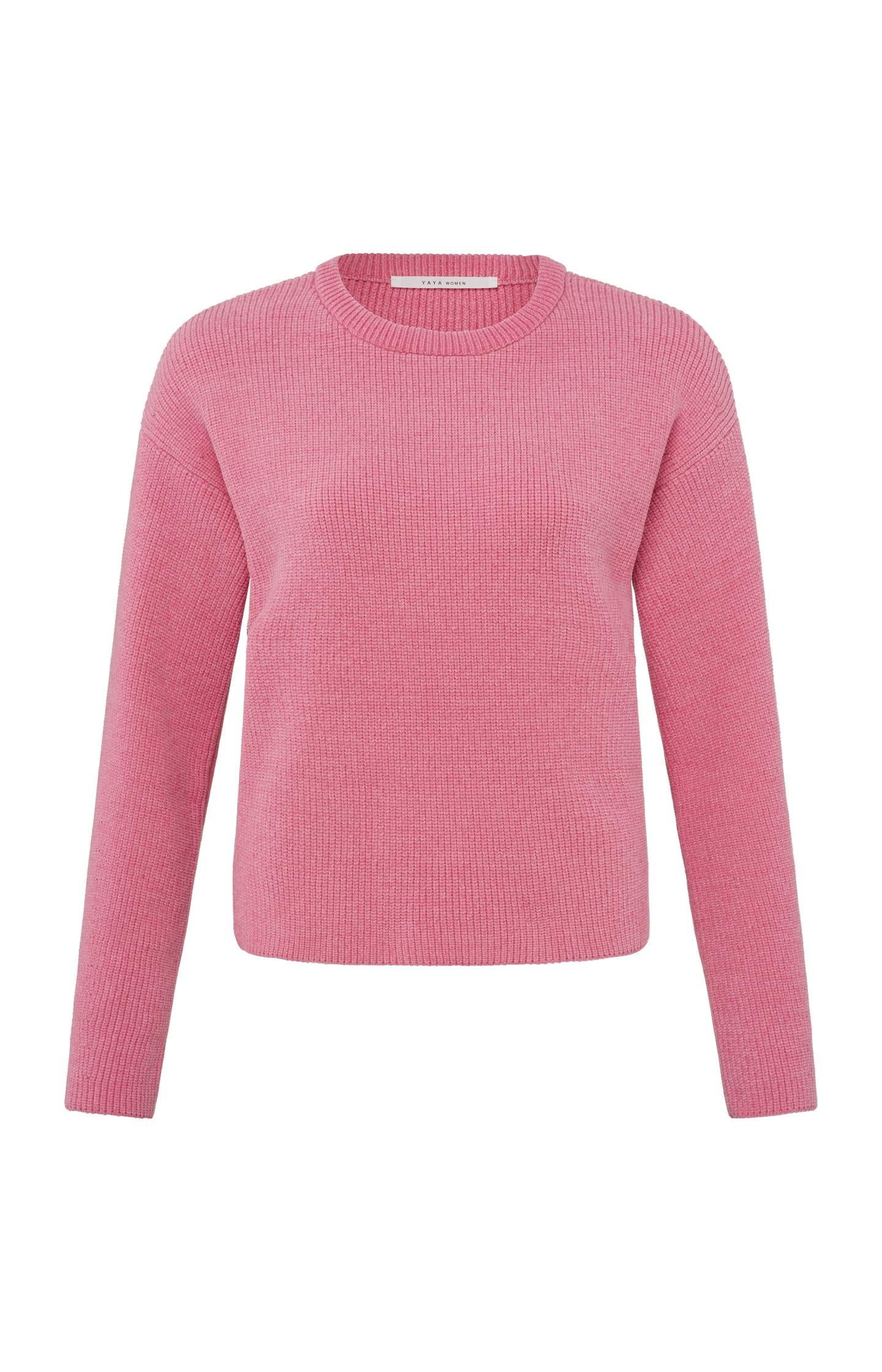 Chenille sweater with crewneck and long sleeves
