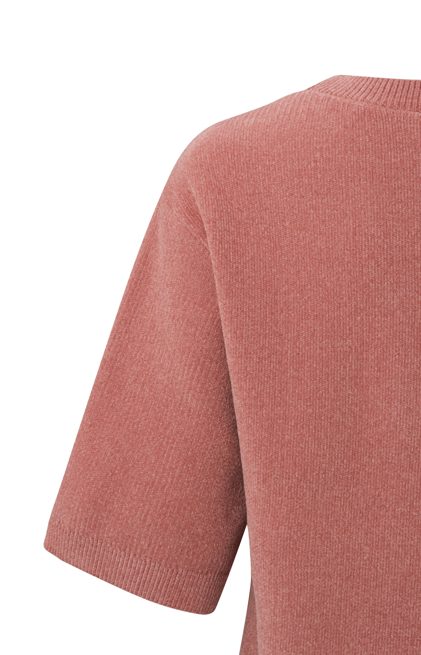 Chenille sweater with round neck and half long sleeves