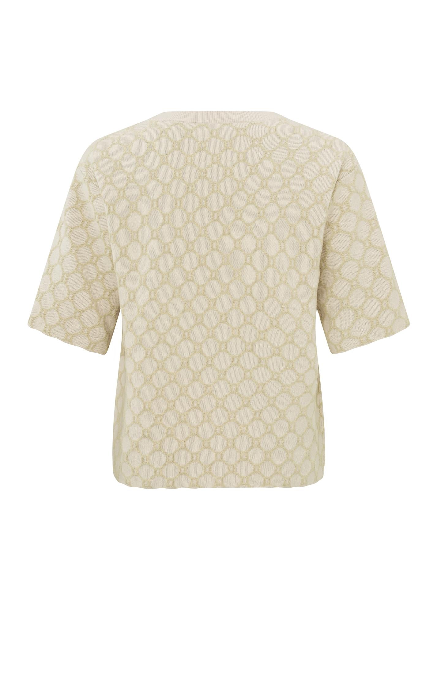 Chenille sweater with round neck and half long sleeves