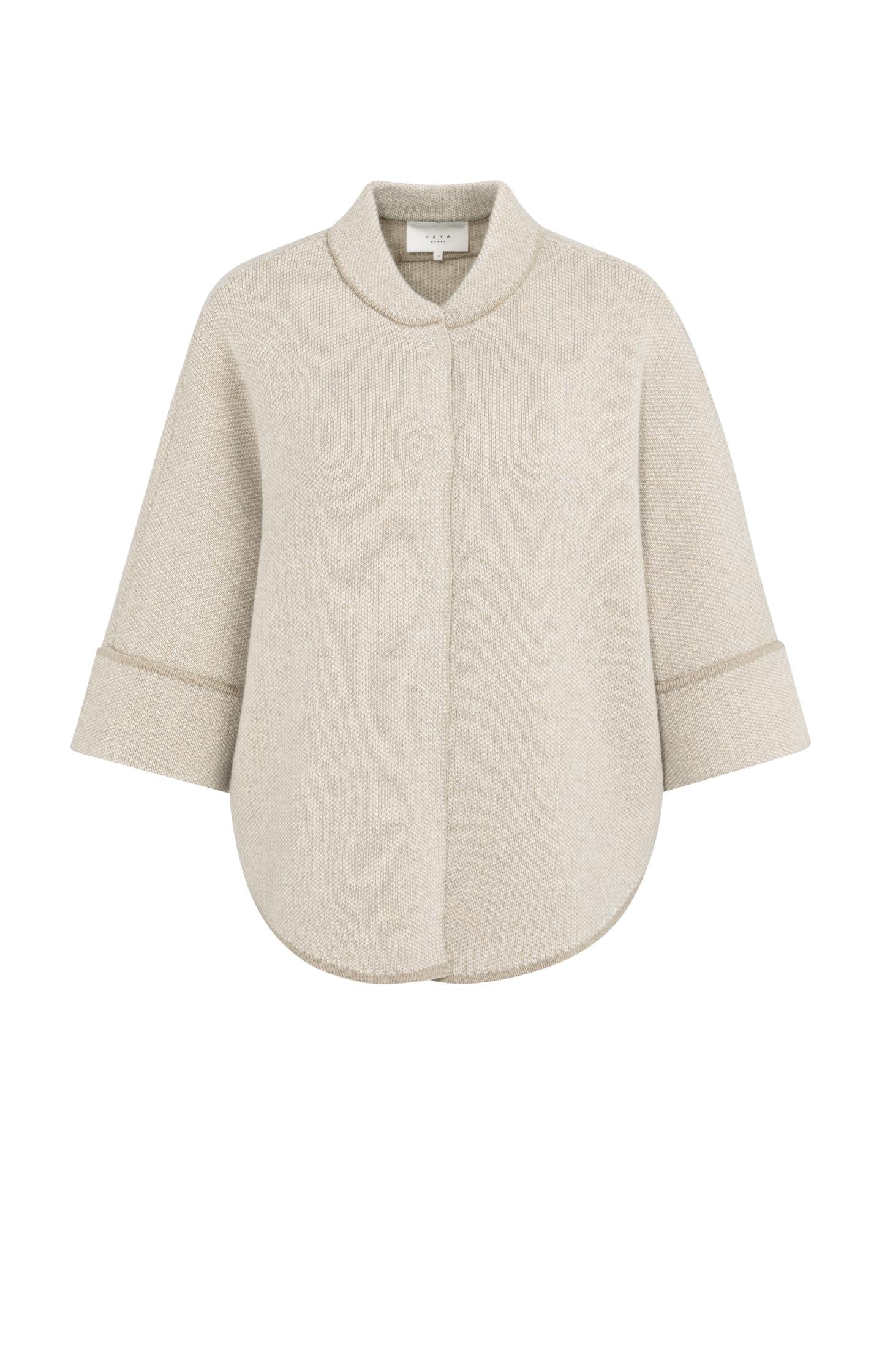 Chunky knit poncho cardigan with rounded hem