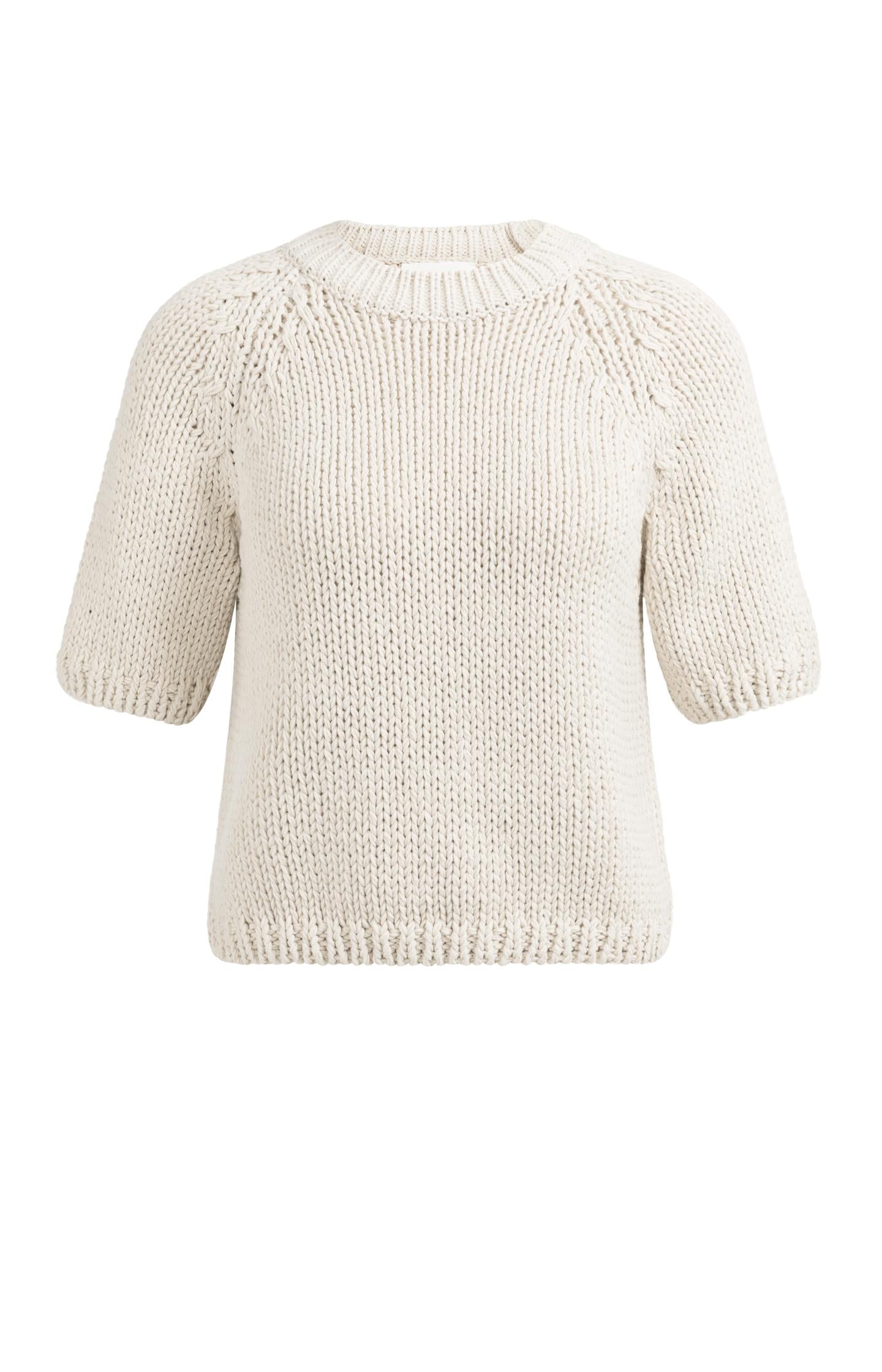 Chunky knit sweater with short sleeves and round neck - Type: product