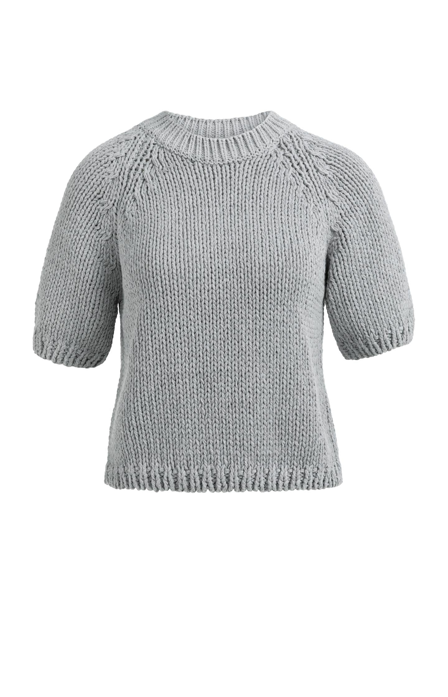 Chunky knit sweater with short sleeves and round neck - Type: product
