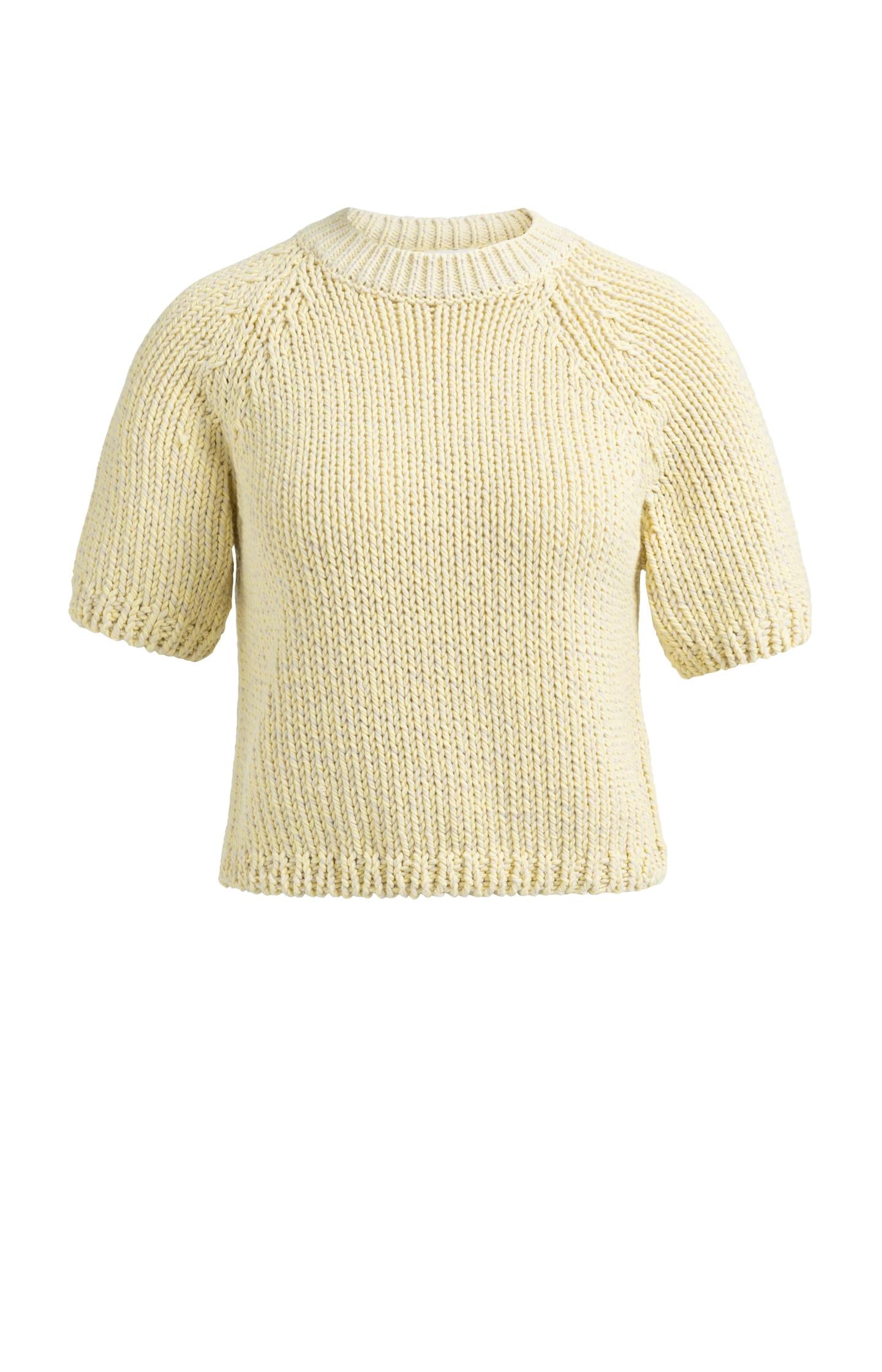 Chunky knit sweater with short sleeves and round neck - Type: product