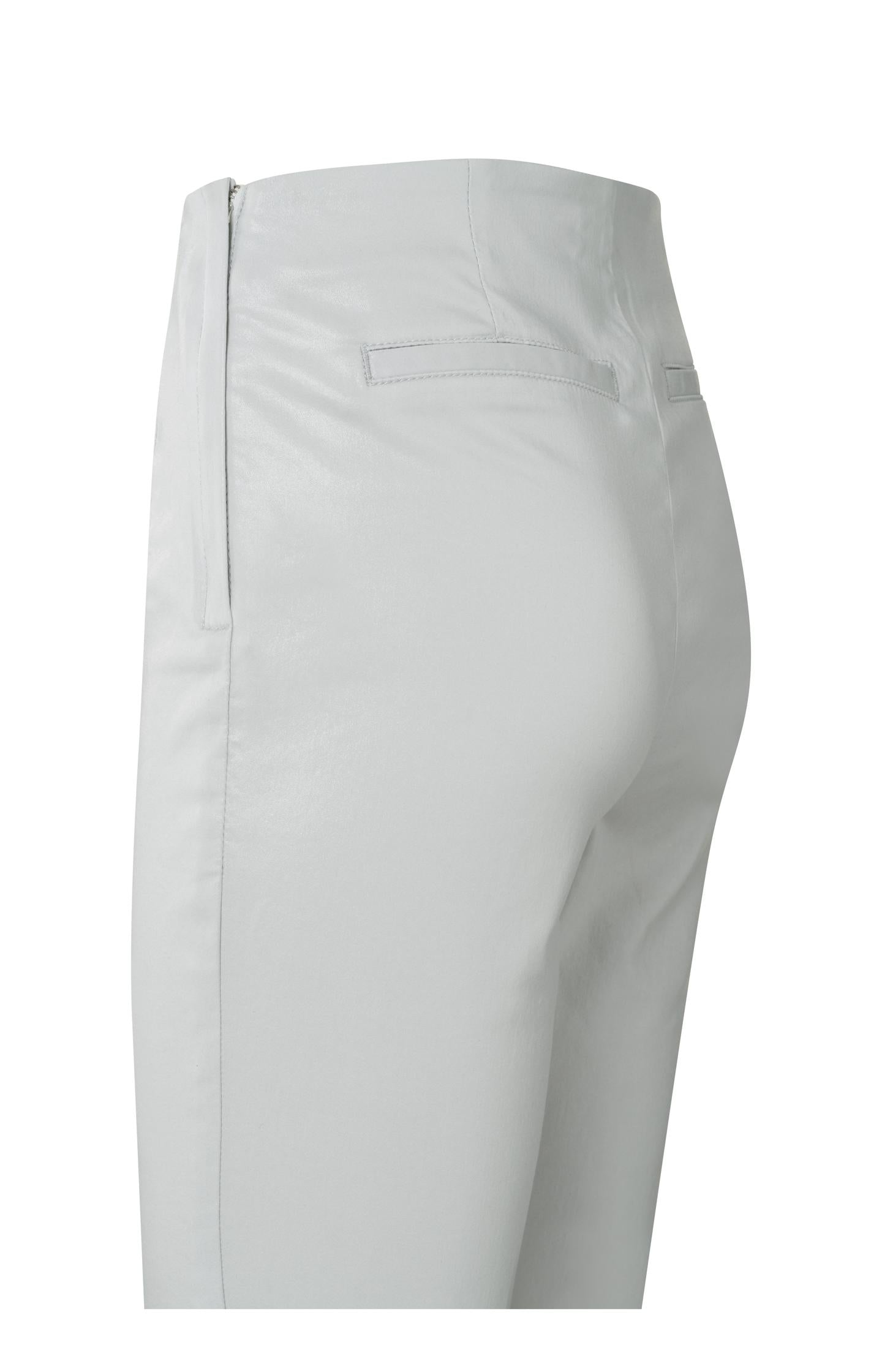 Coated legging with high waist, faux welt pockets and zipper