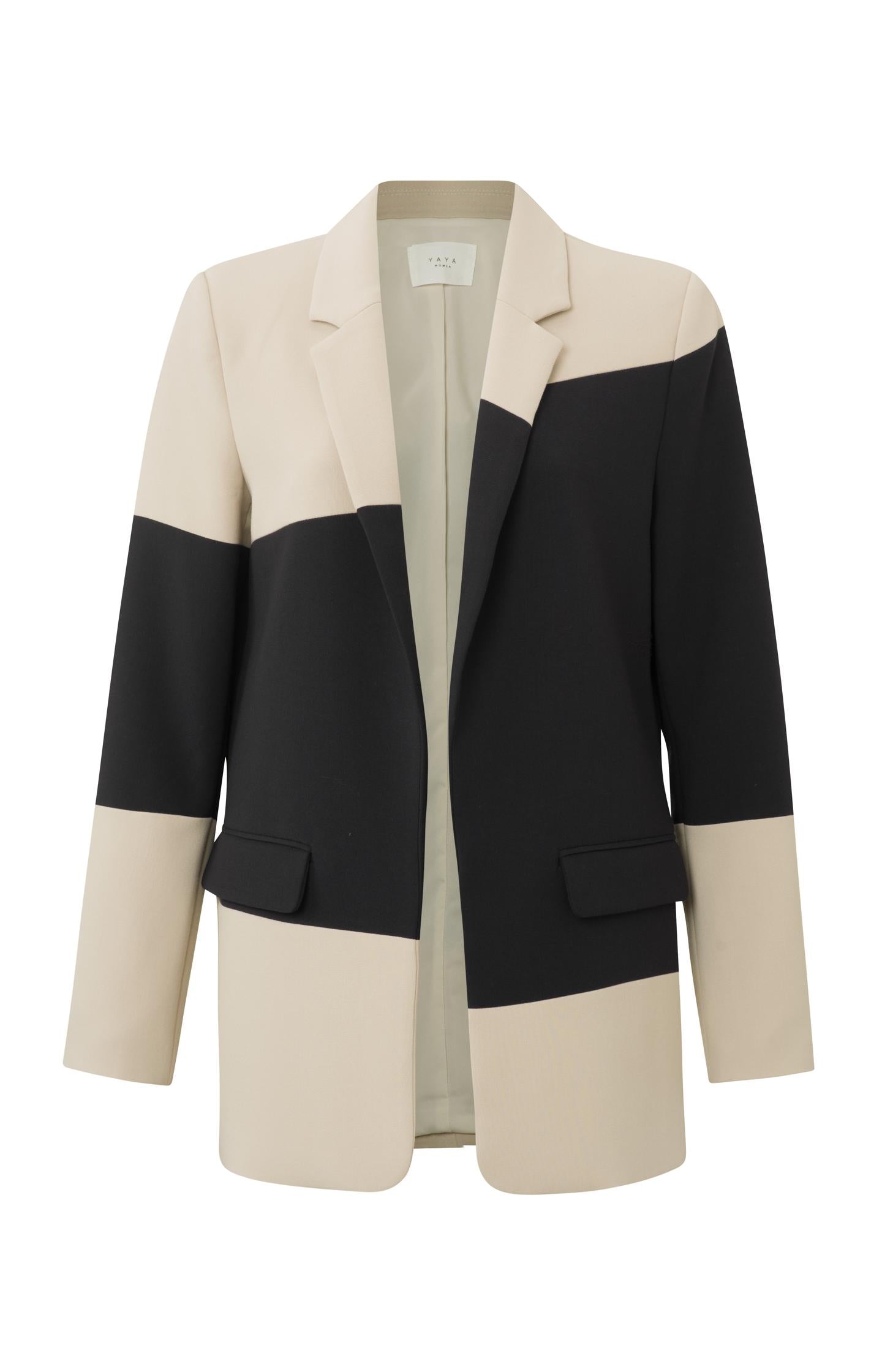 Color block blazer with long sleeves and pockets - Type: product