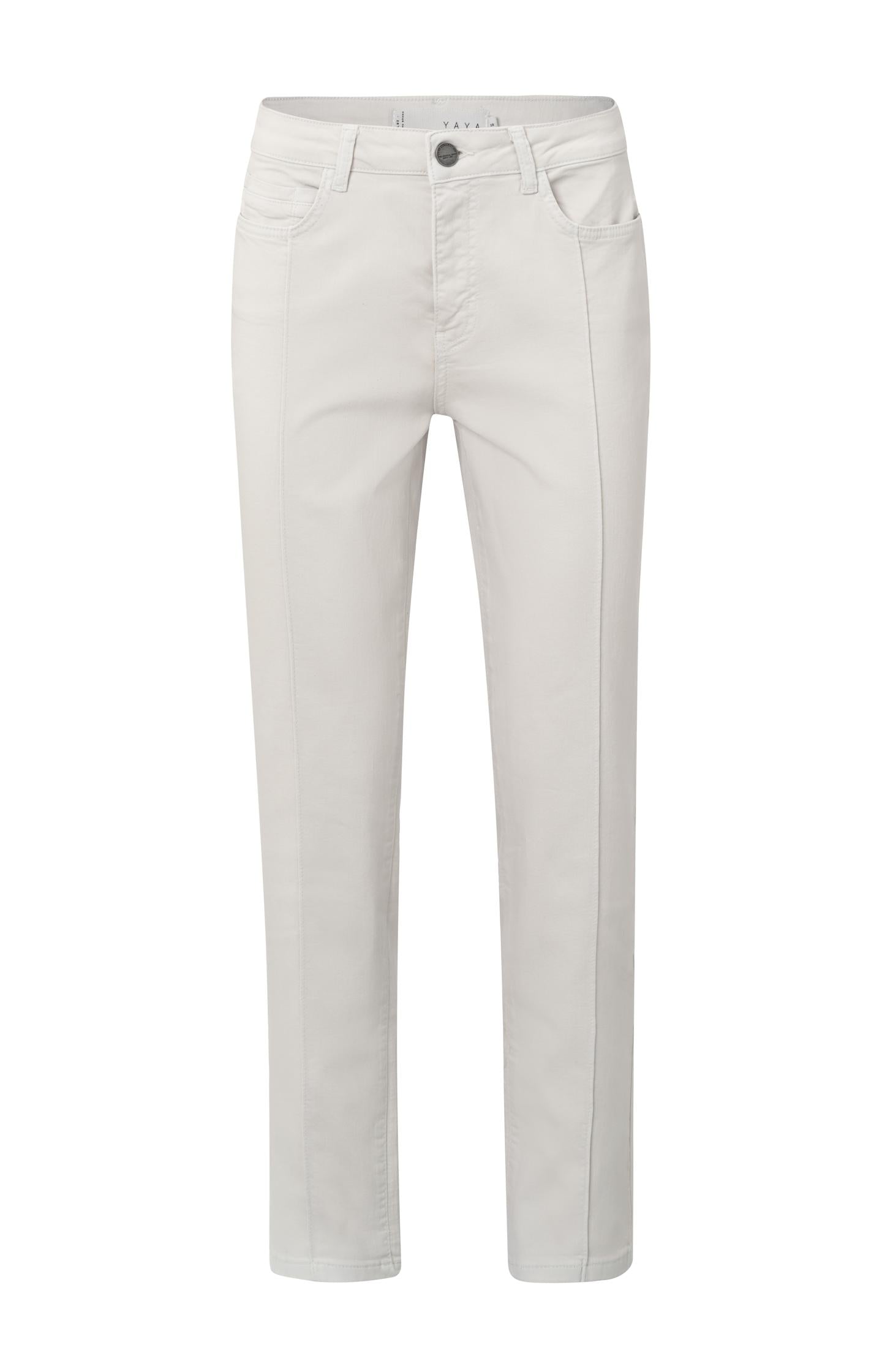 Colored denim in straight fit with pintuck and five pockets - Type: product