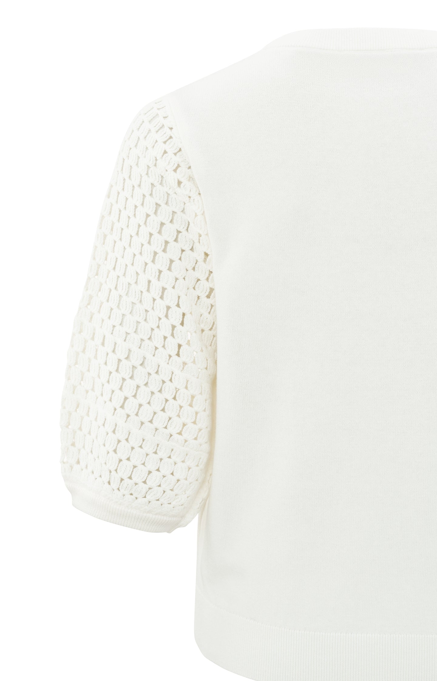 Cotton sweater with crewneck and half long detailed sleeves