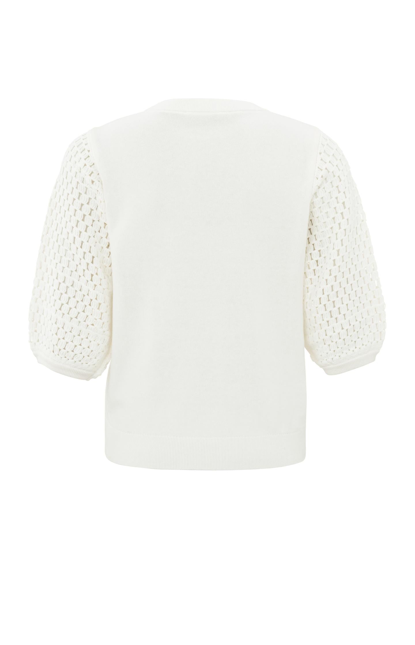 Cotton sweater with crewneck and half long detailed sleeves