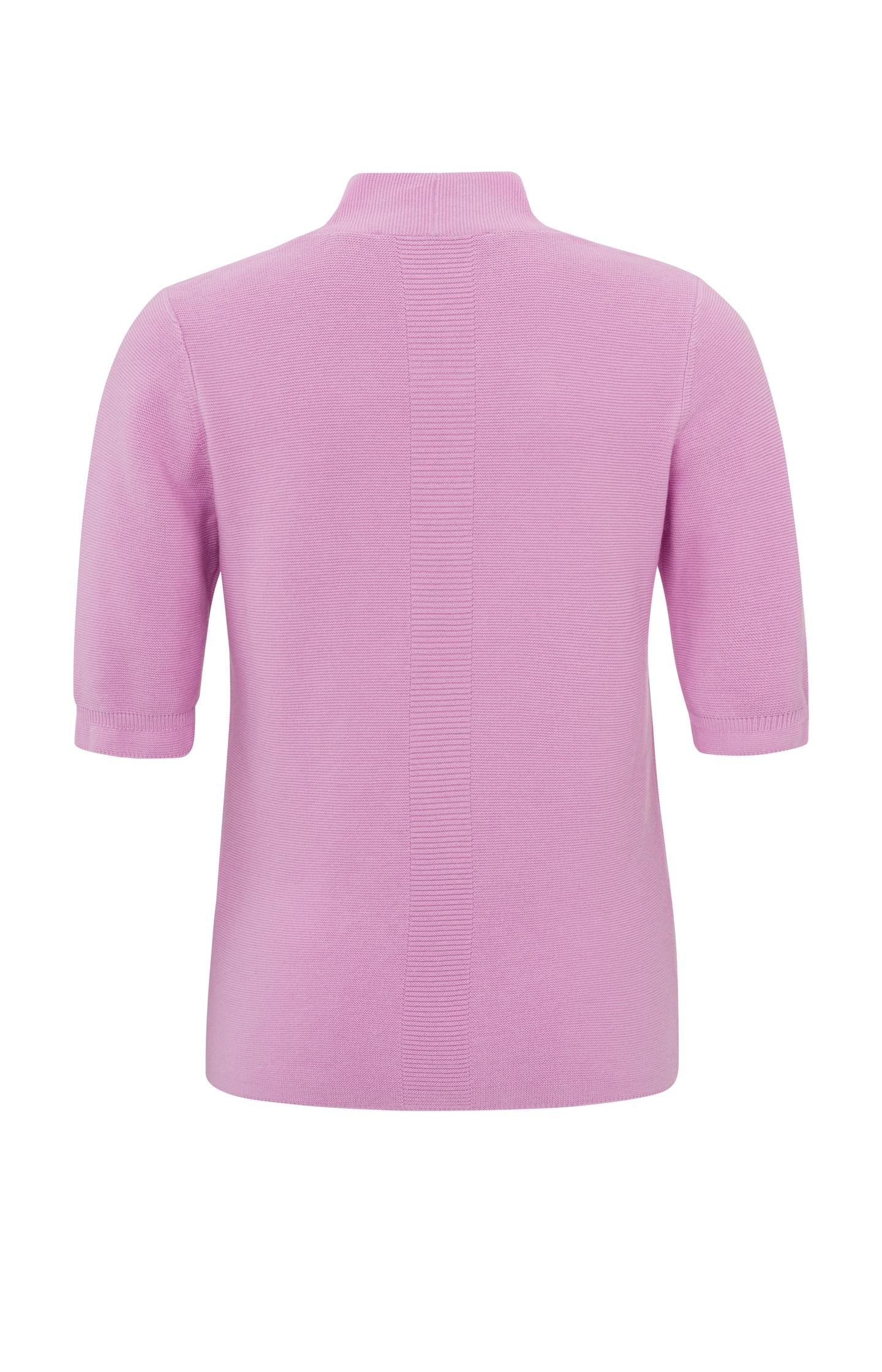 Cotton sweater with V-neck and halflong sleeves with detail