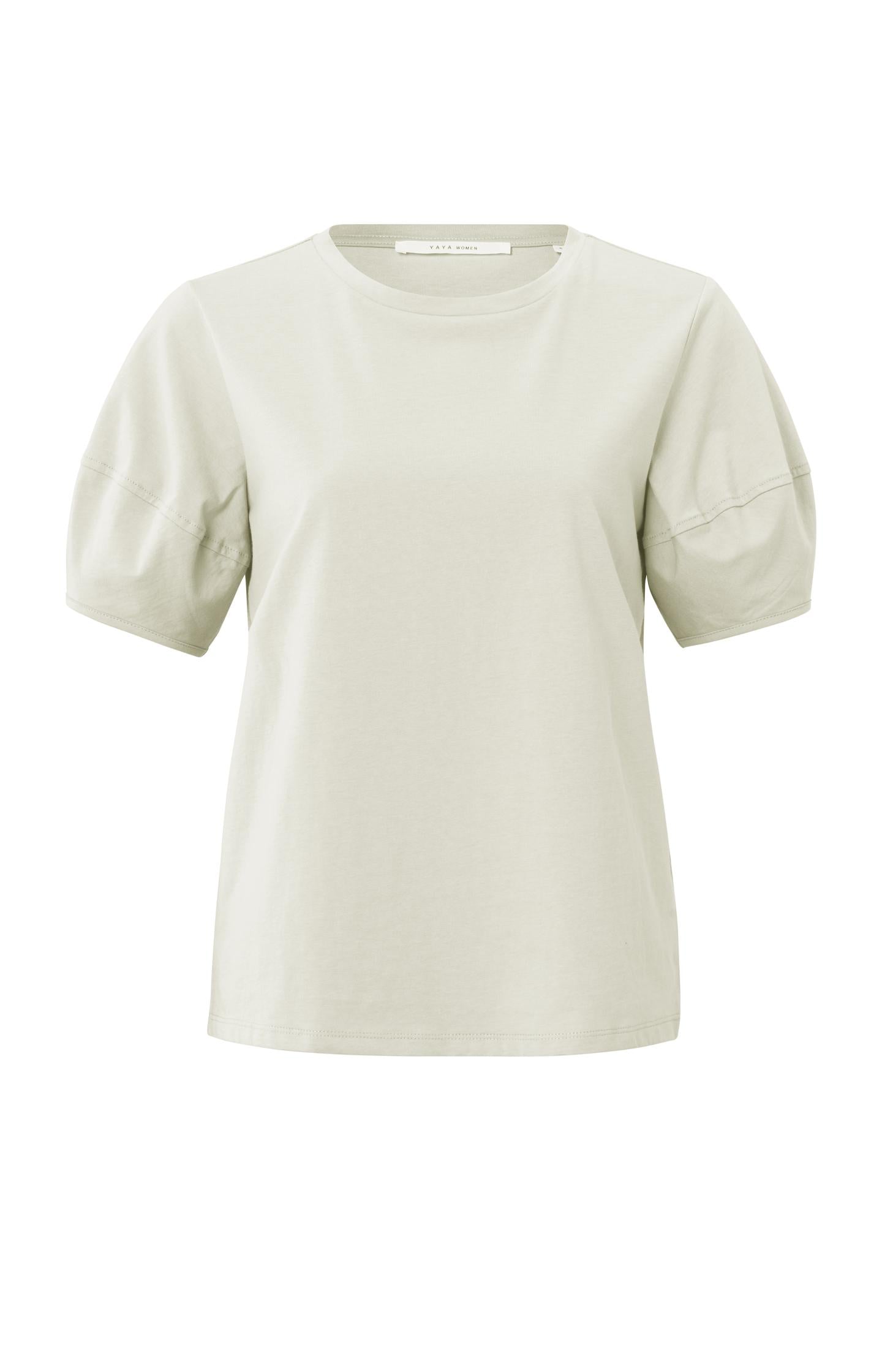 Cotton T-shirt with crewneck and short puff sleeves - Type: product