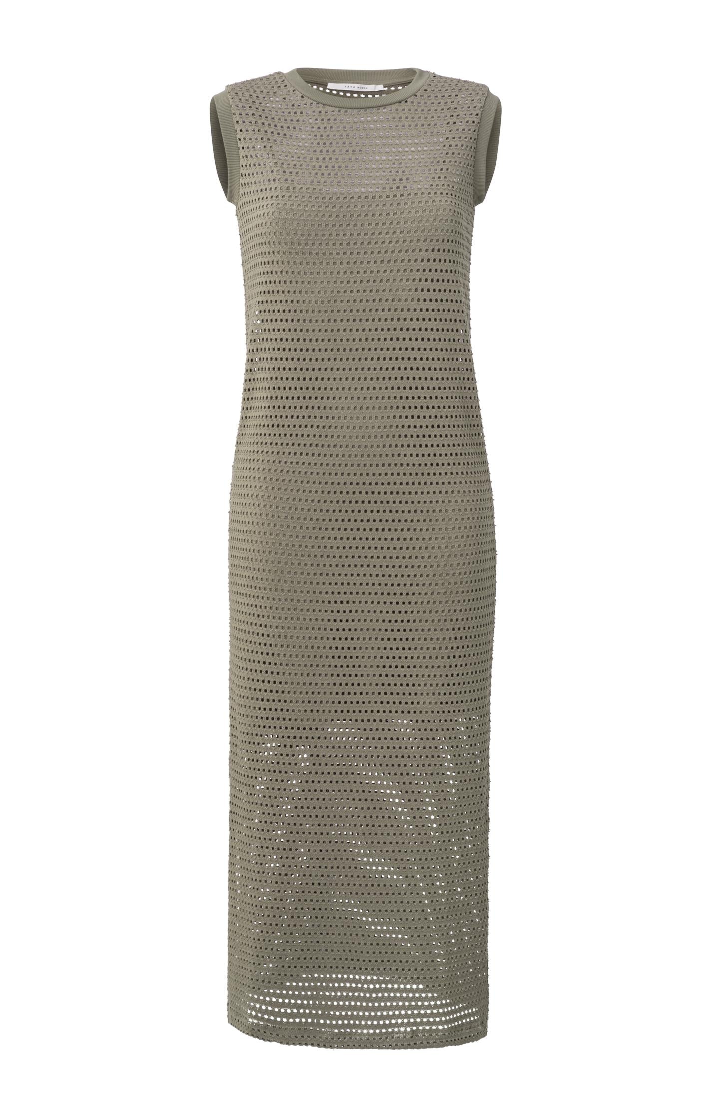 Crochet dress with crewneck, slits and slip dress - Type: product