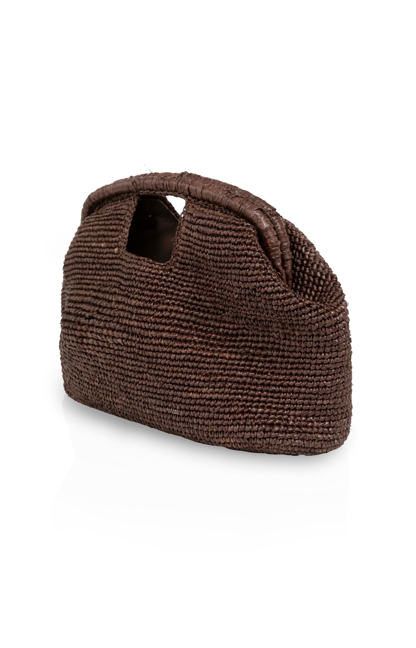 Crocheted straw clutch with handle - Type: product