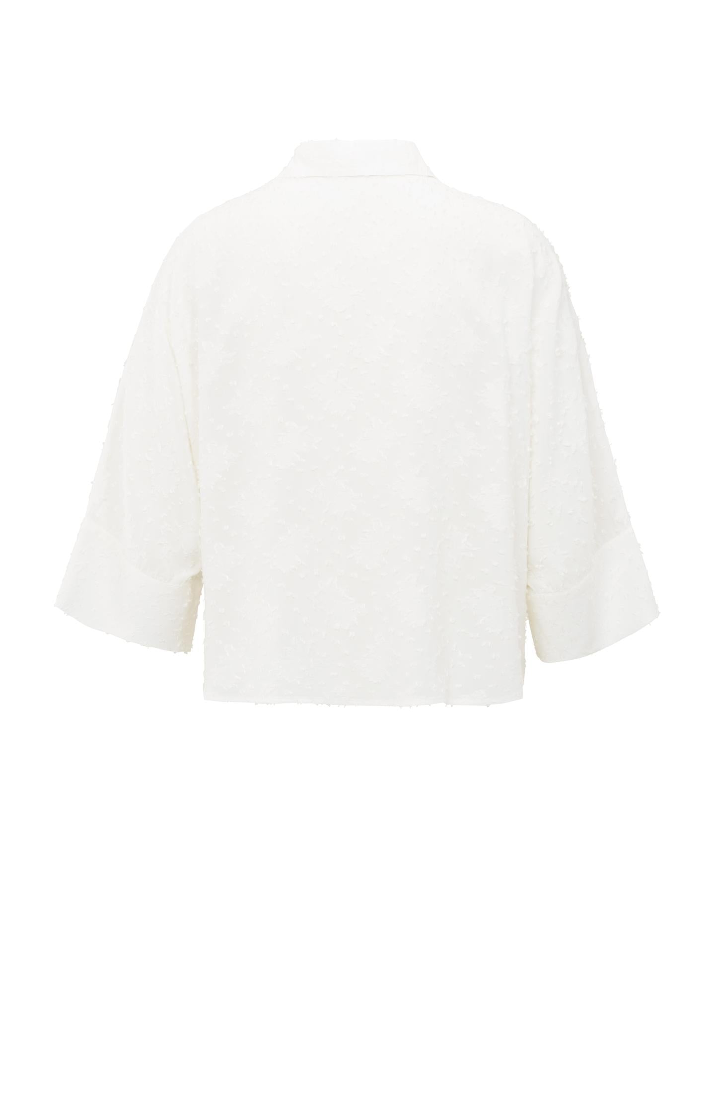Cropped airy blouse with woven-in details