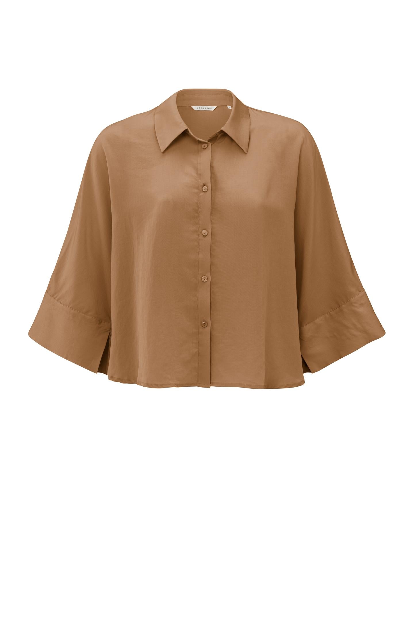 Cropped blouse with wide sleeves and loose fit - Type: product