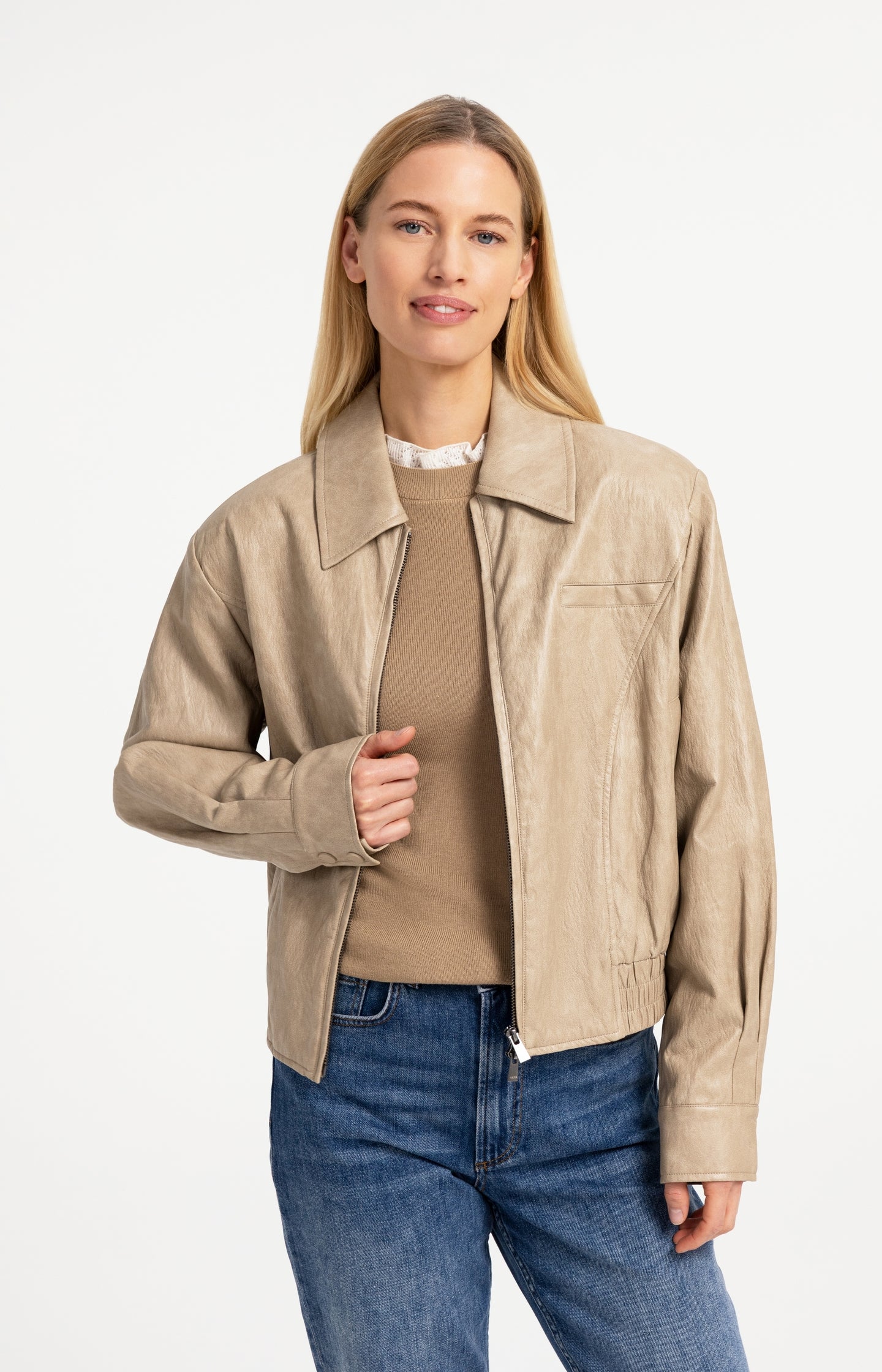 Cropped faux leather jacket