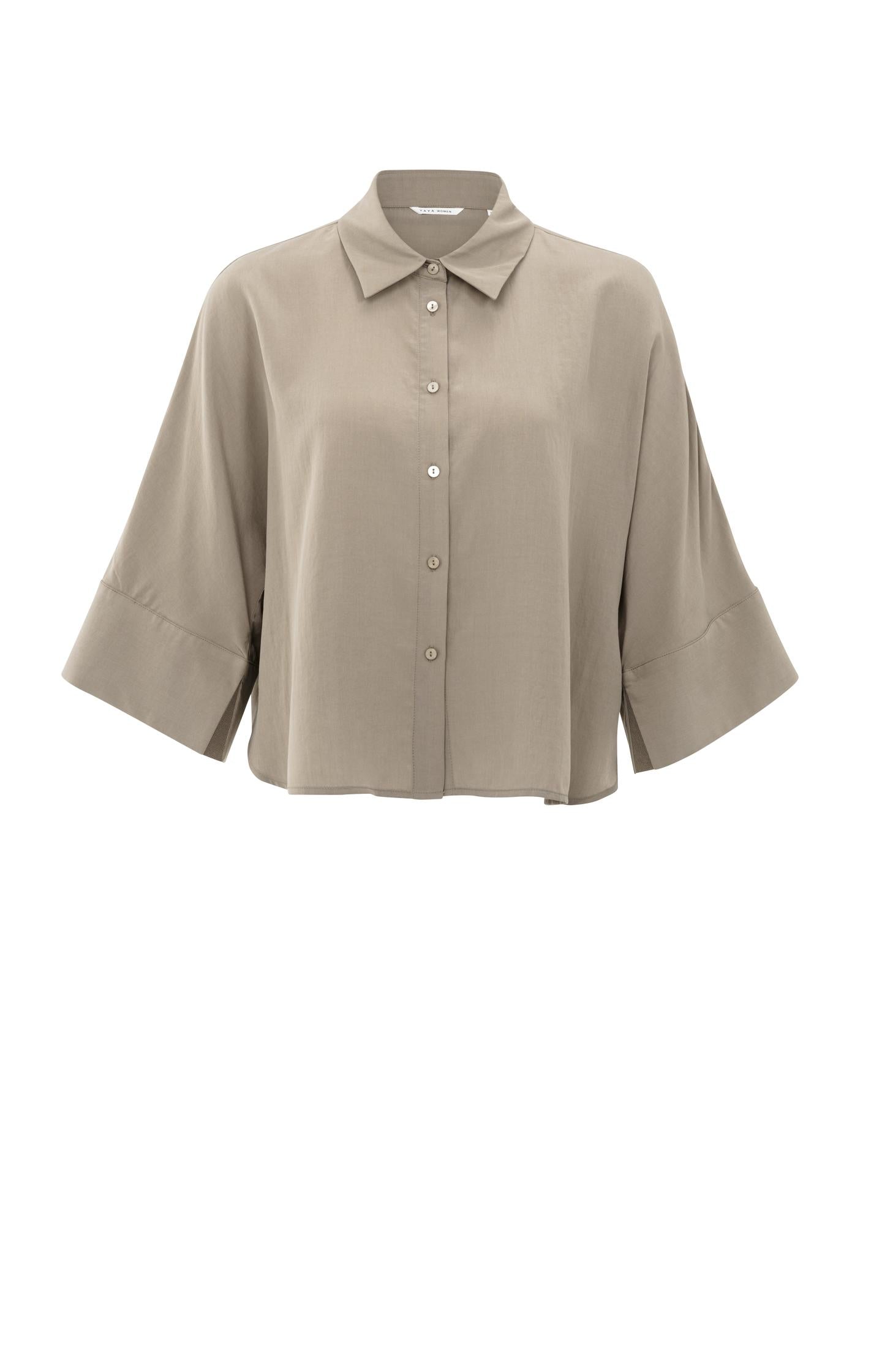 Cropped loose-fit blouse with wide sleeves - Type: product