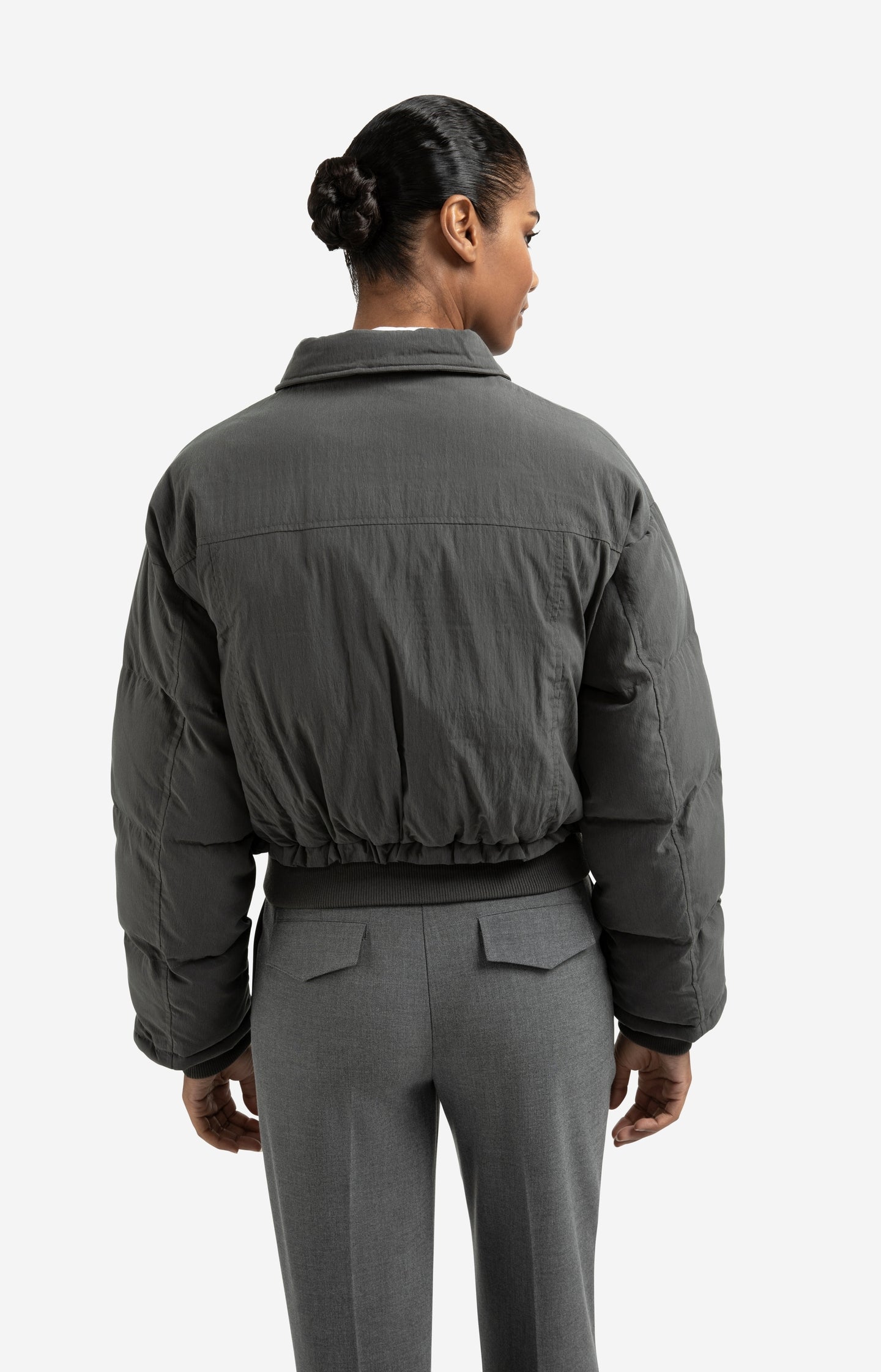 Cropped padded jacket with ribbed cuffs