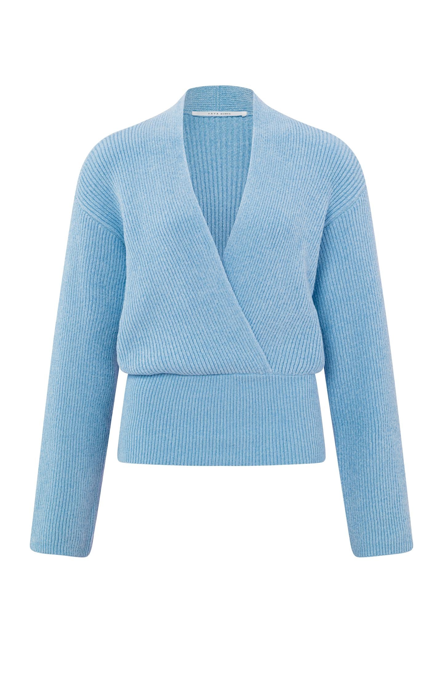 Pull cache-cSur court, col V, à manches longues et larges