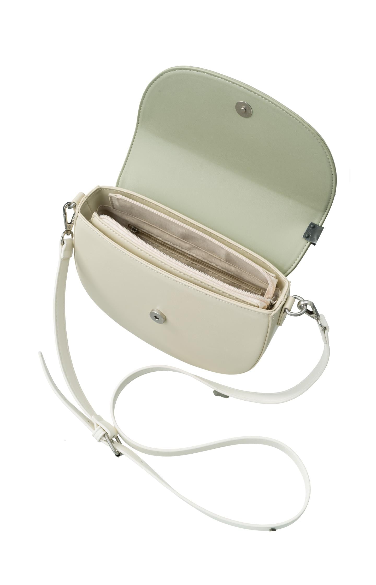 Crossbody bag with color block, strap and magnet closure - Sage Green