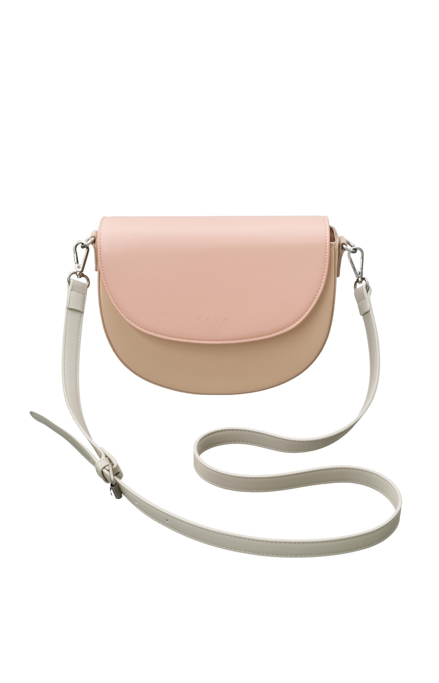 Crossbody bag with color block, strap and magnet closure - Tannin Brown - Type: product
